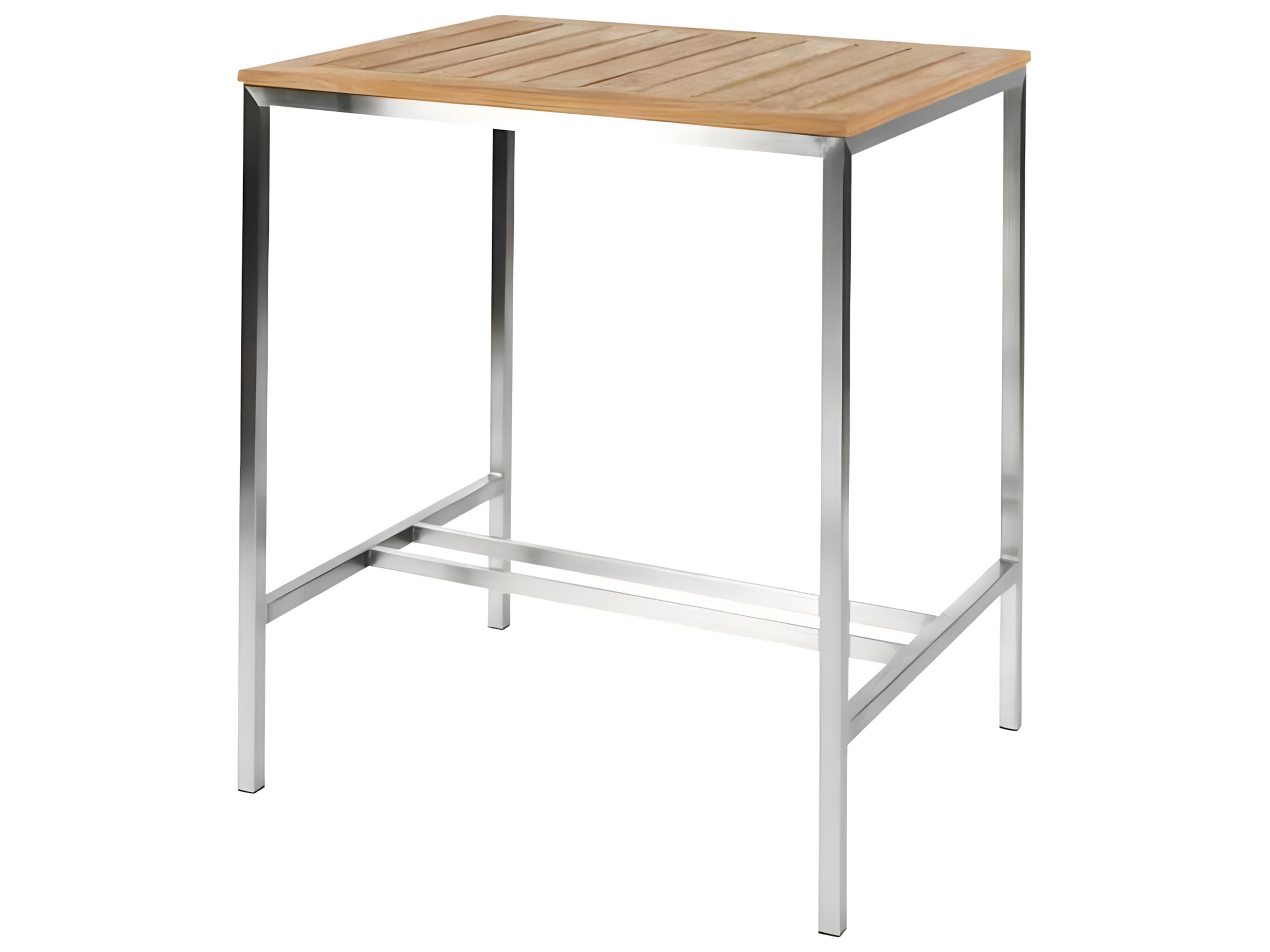 Kingsley Bate Tiburon Stainless Steel 35"W 27.5"D Rectangular Bar Table with Umbrella Hole