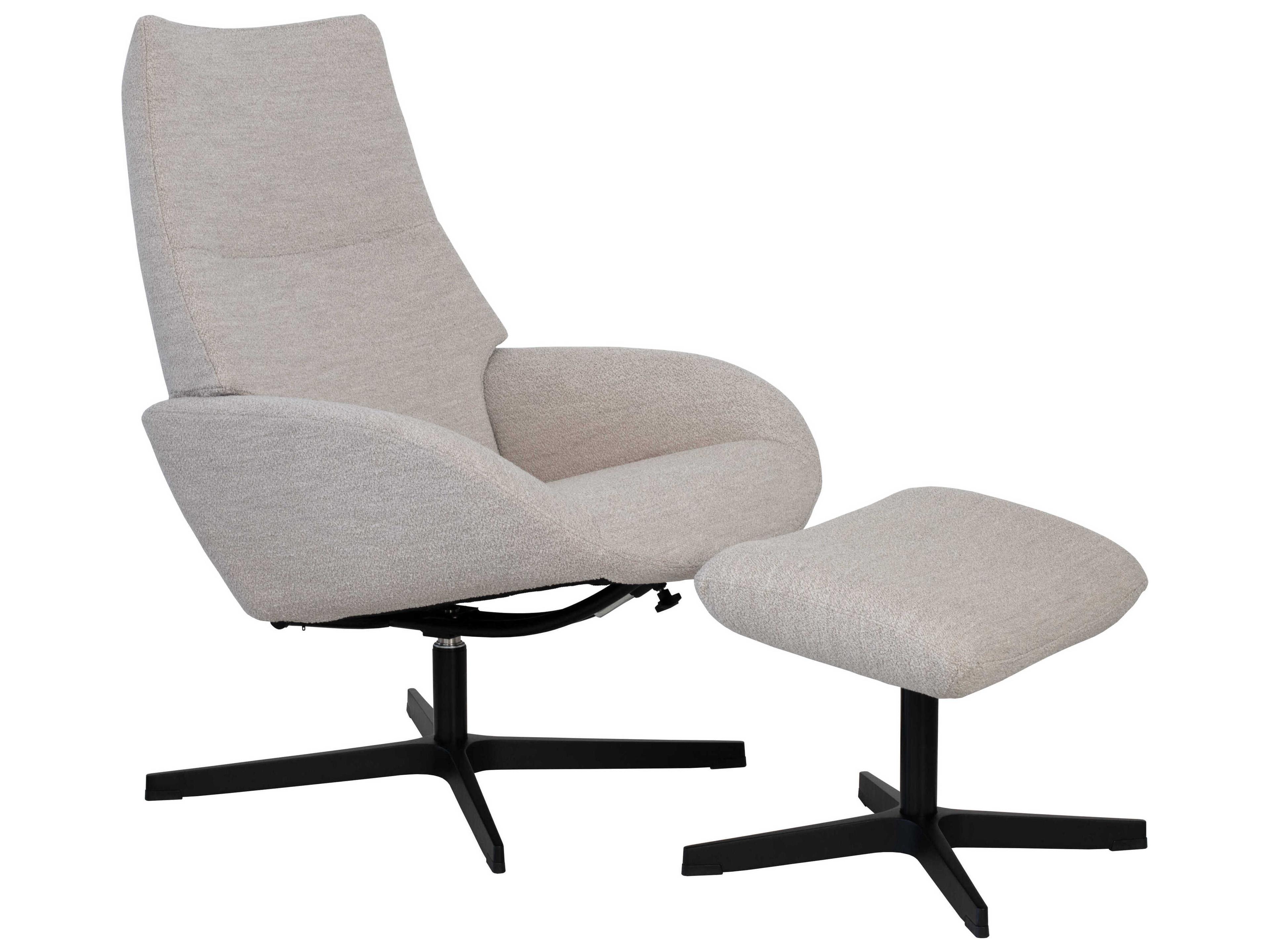 Kebe Lotus Alpine Natural Fabric Swivel Accent Chair with Footrest