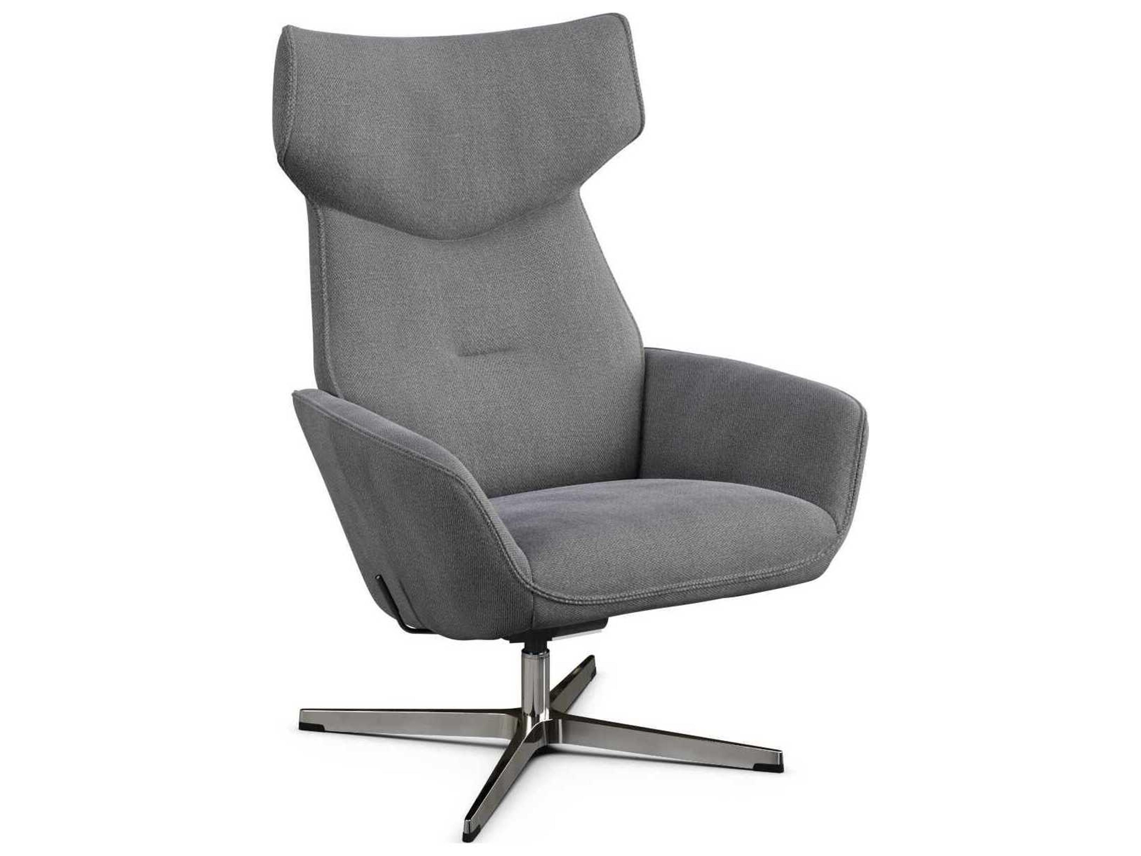 Kebe Palma Yeti Light Grey Swivel Accent Chair with Footrest