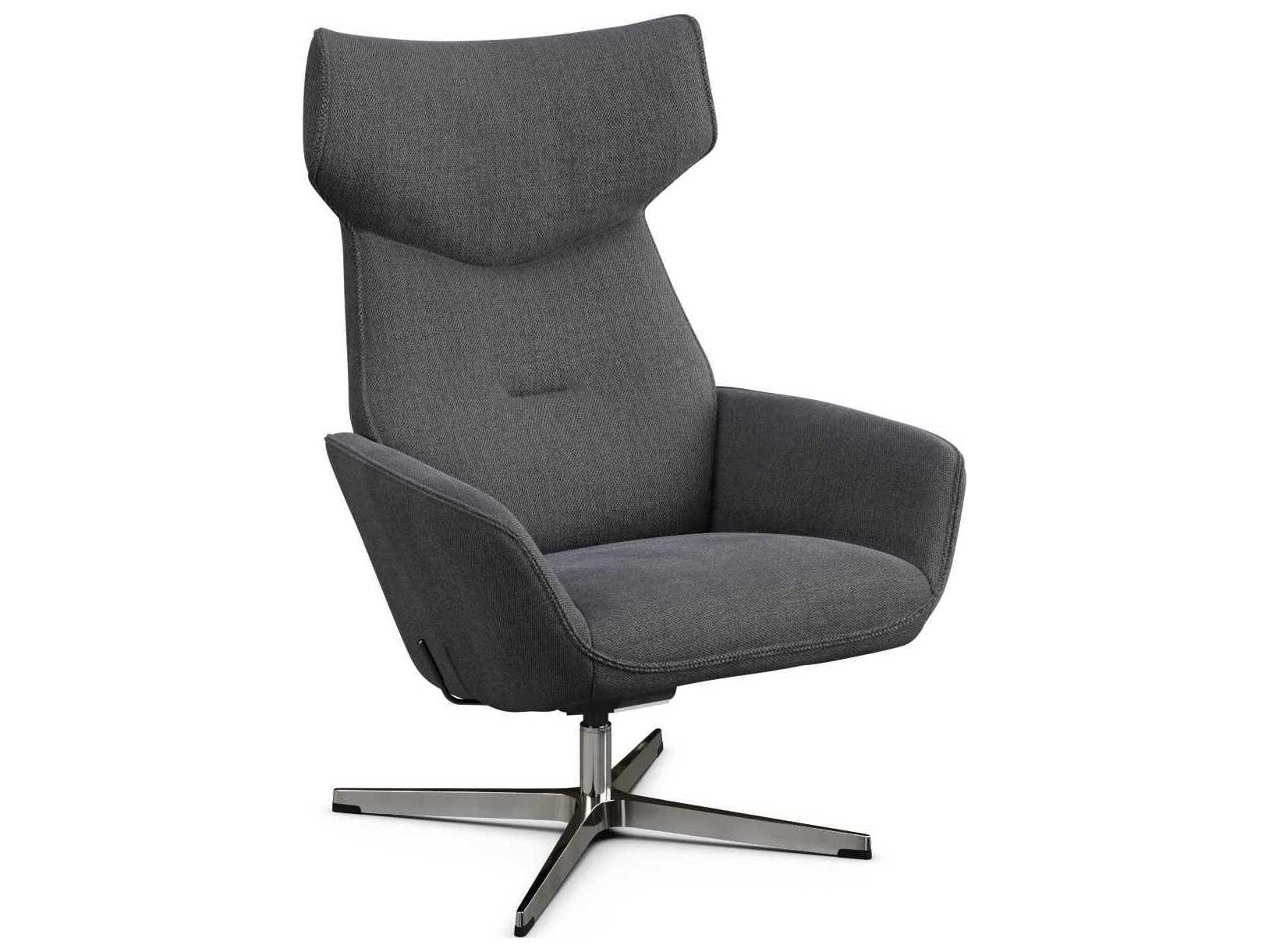 Kebe Palma Yeti Dark Grey Swivel Accent Chair with Footrest