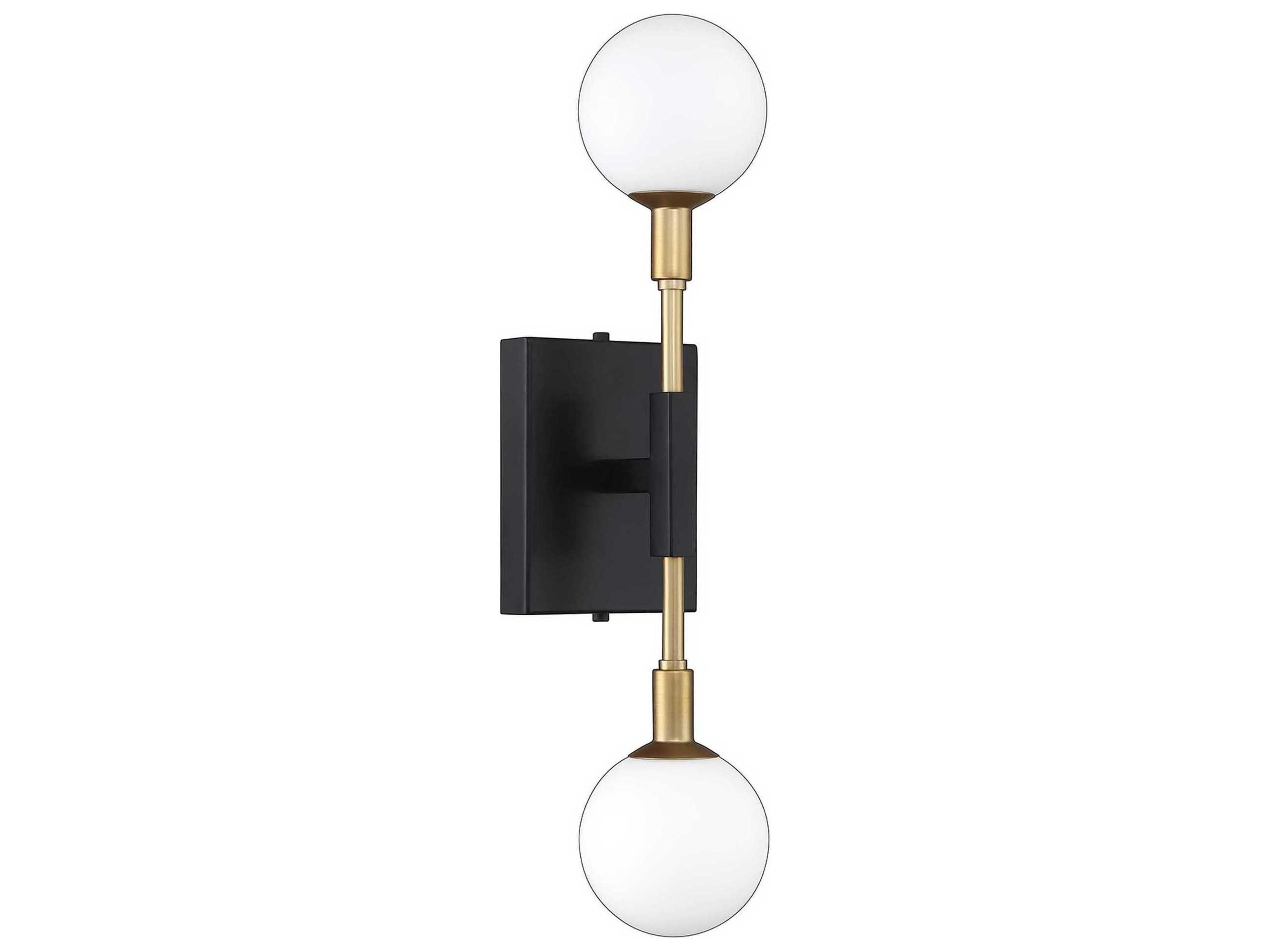 Ambience 2-Light Black Brass Glass Wall Sconce