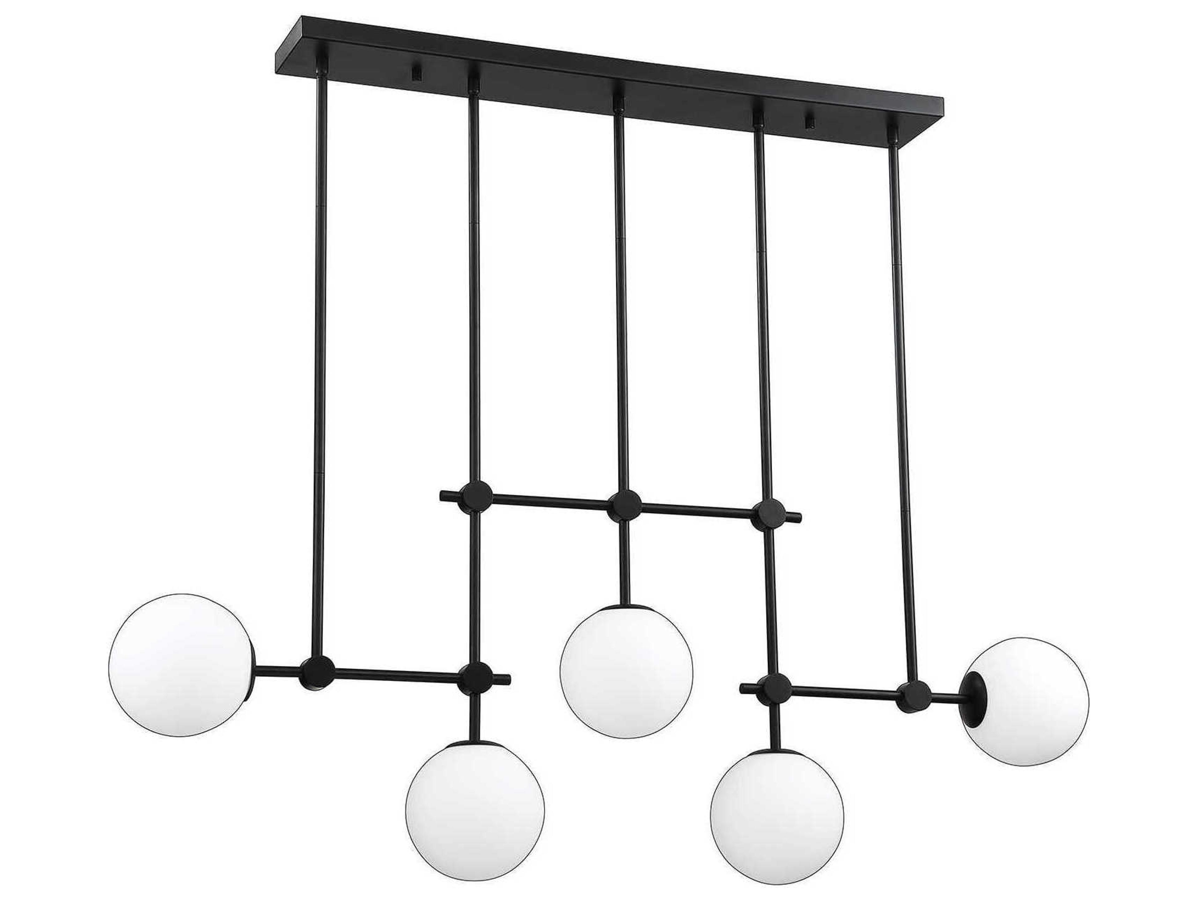 Kendal Phoenix 5-Light Black Glass Globe Island Pendant