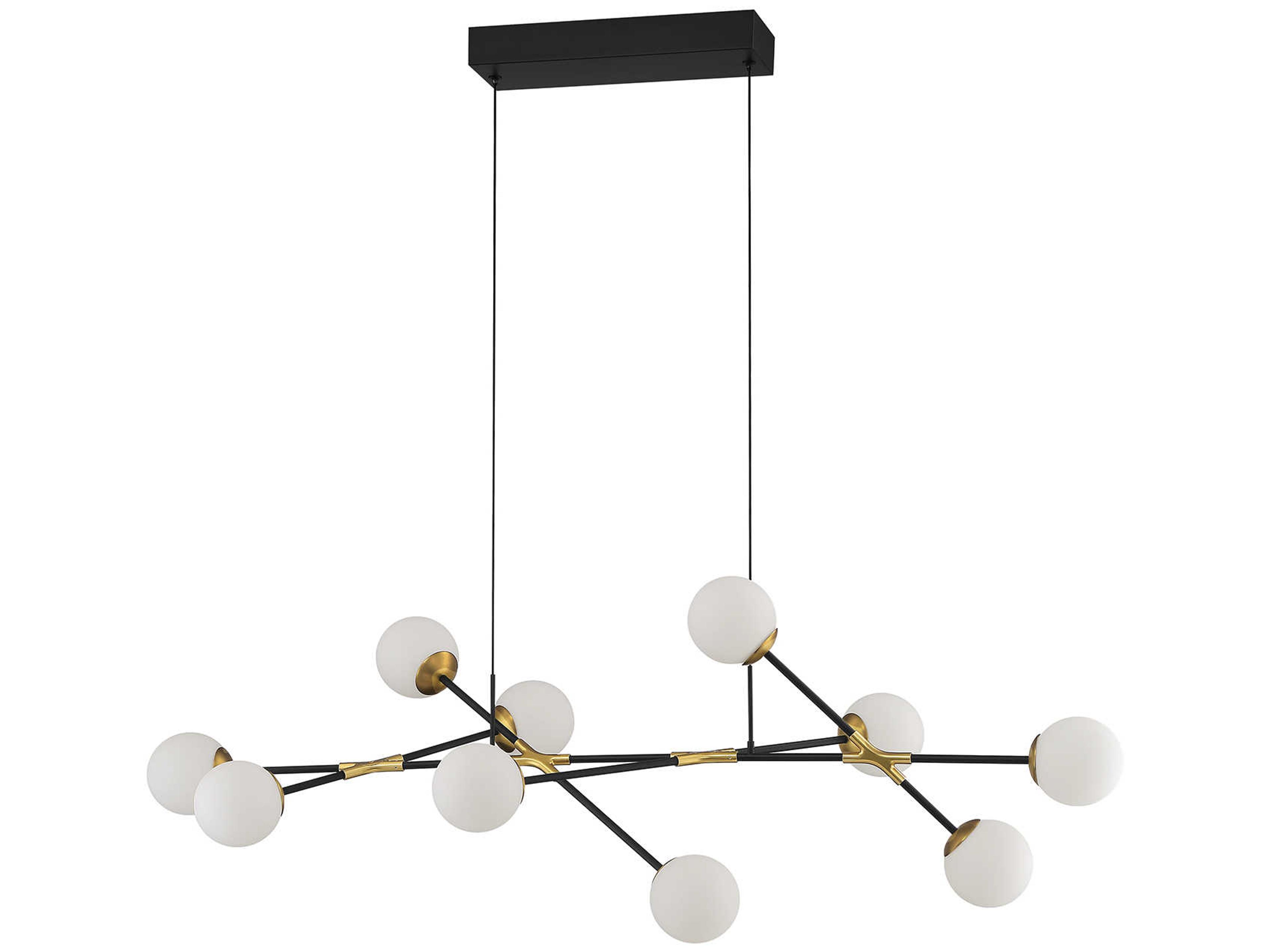 Kendal Calipso 10-Light Black Brass Glass Globe Island Pendant
