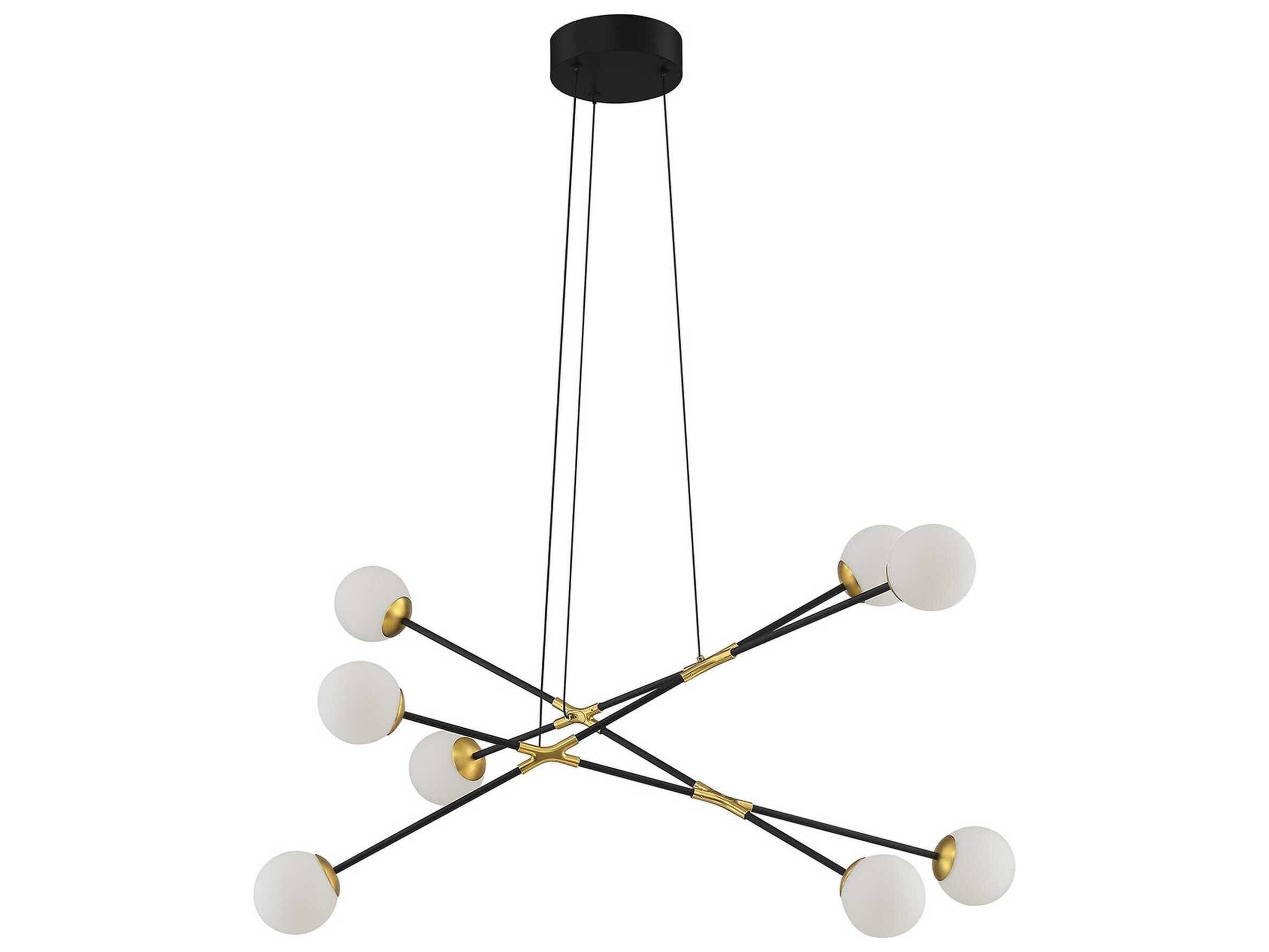 Kendal Calipso 8-Light Black Brass Glass Globe Pendant
