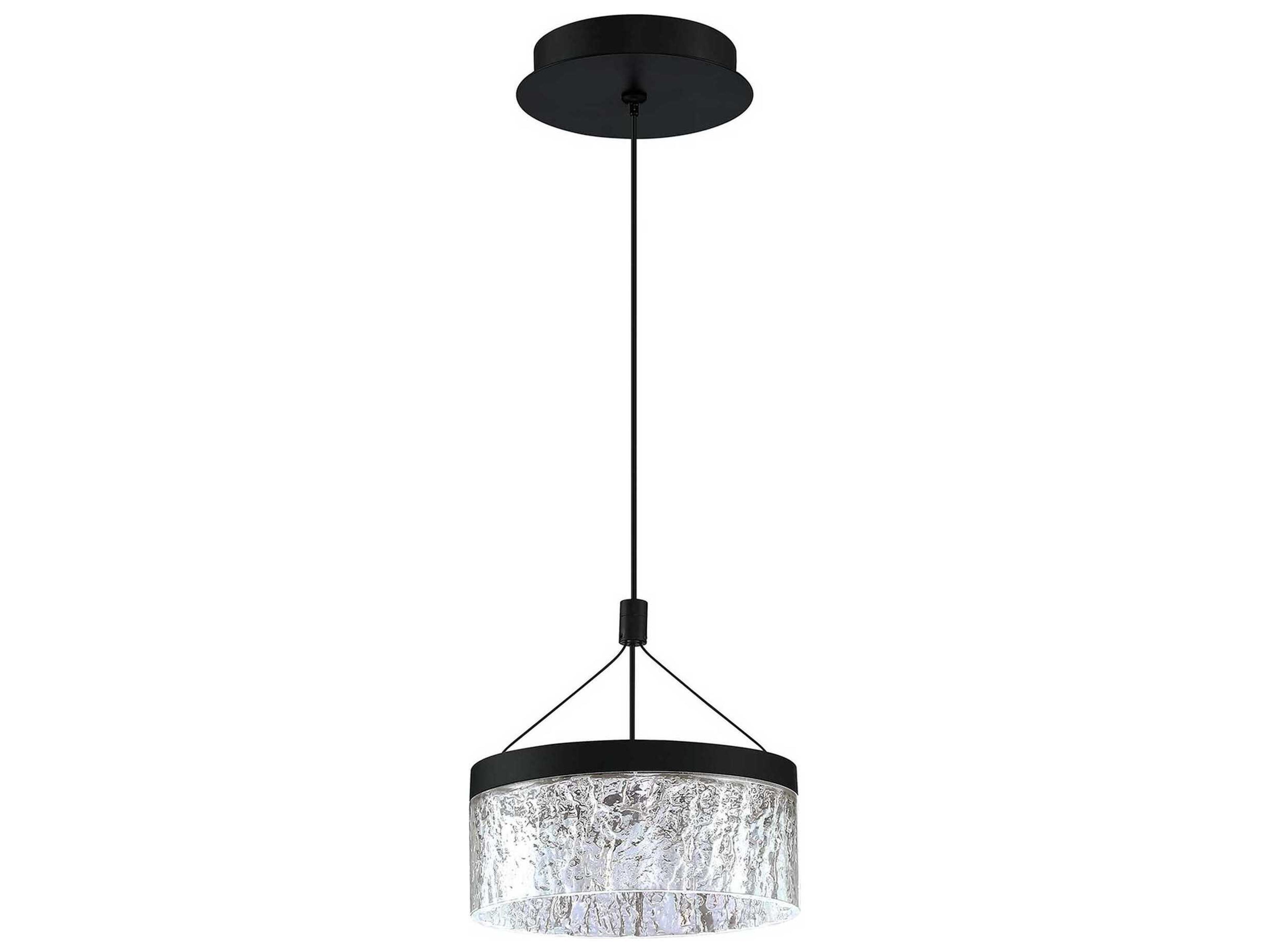 Kendal Arctic Ice 1-Light Black LED Round Mini Pendant