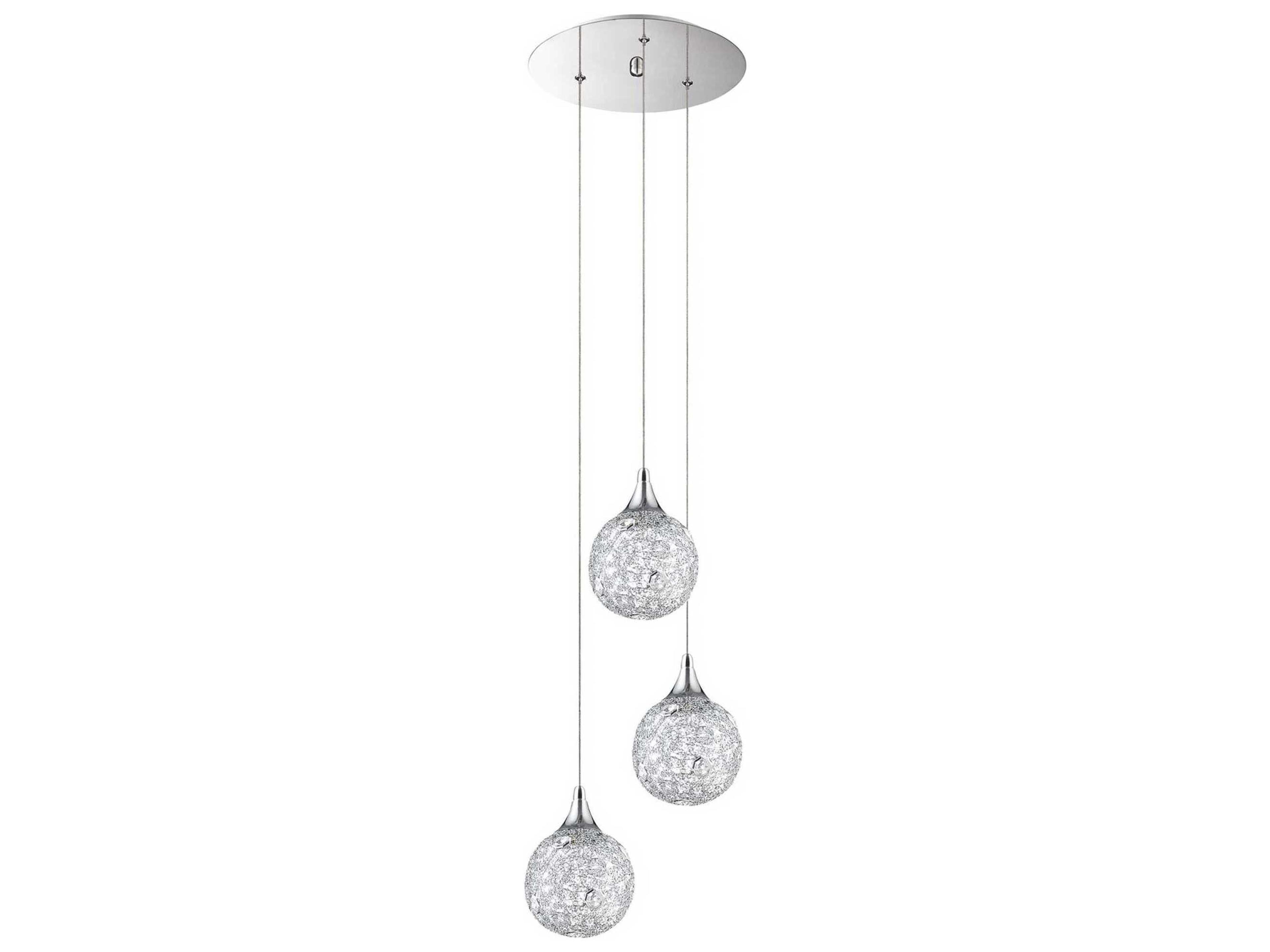 Solaro 3-Light Chrome Crystal Globe Pendant