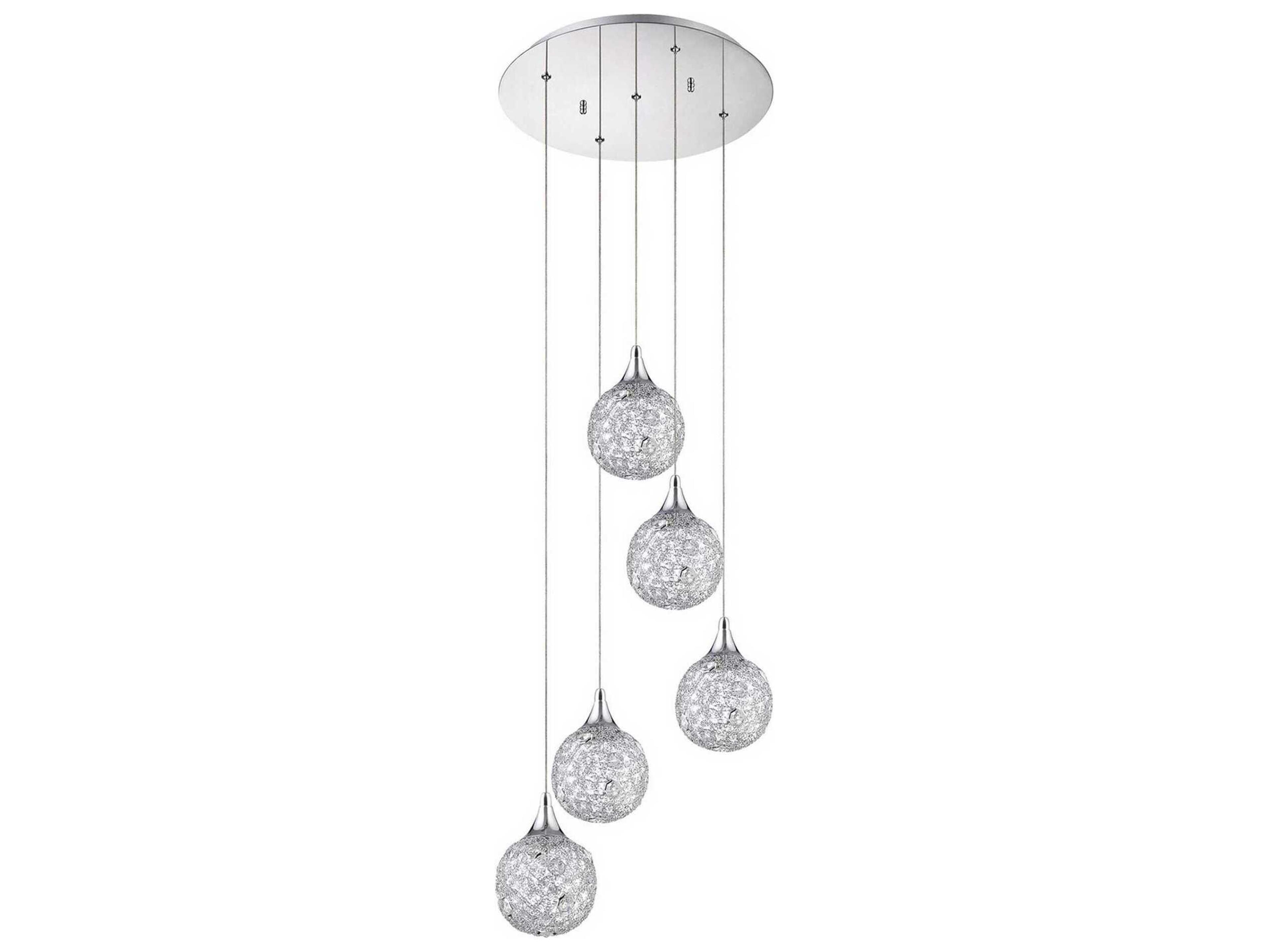 Kendal Solaro 5-Light Chrome Crystal Globe Pendant