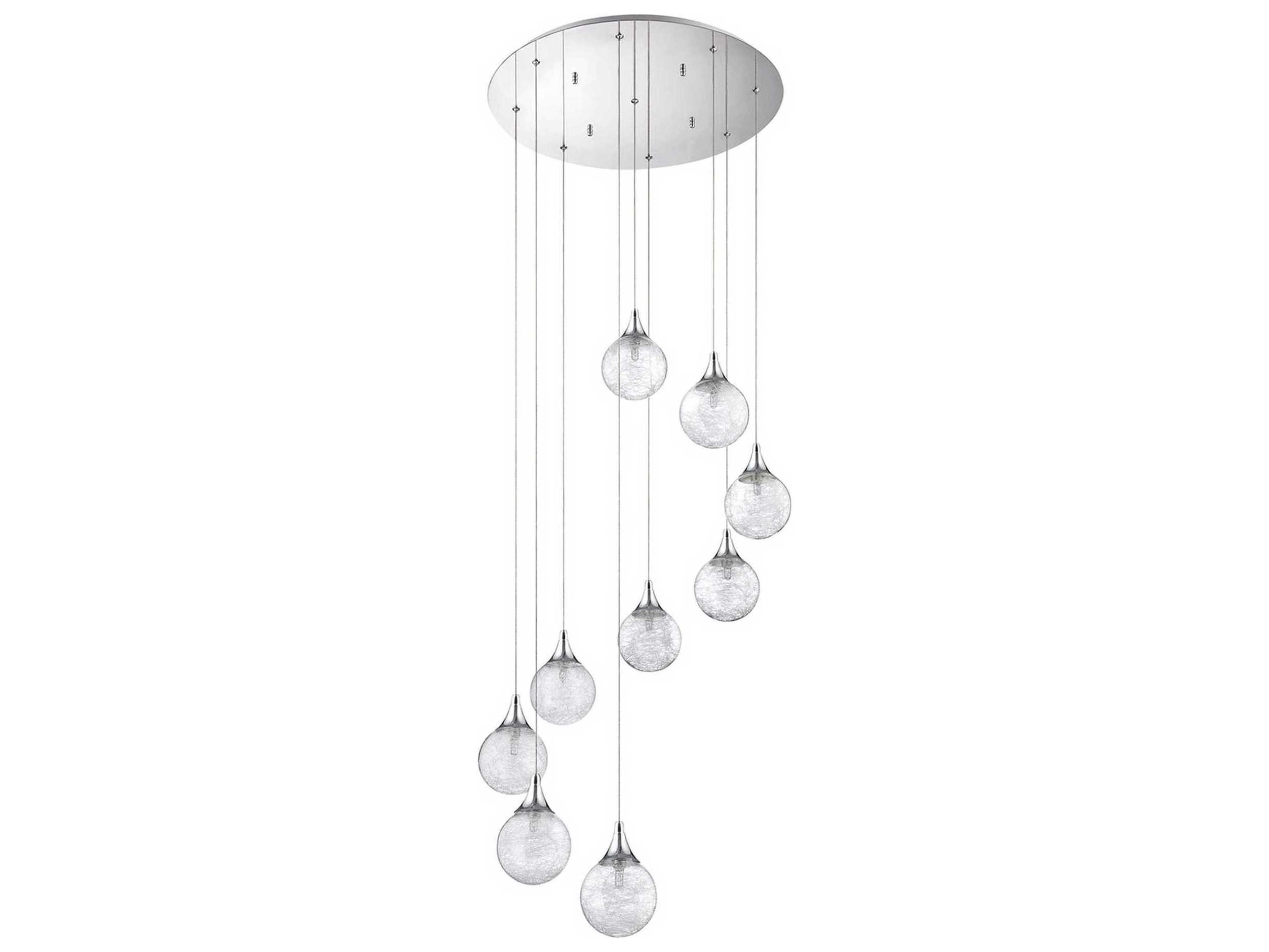 Kendal Fybra 9-Light Chrome Glass Globe Pendant