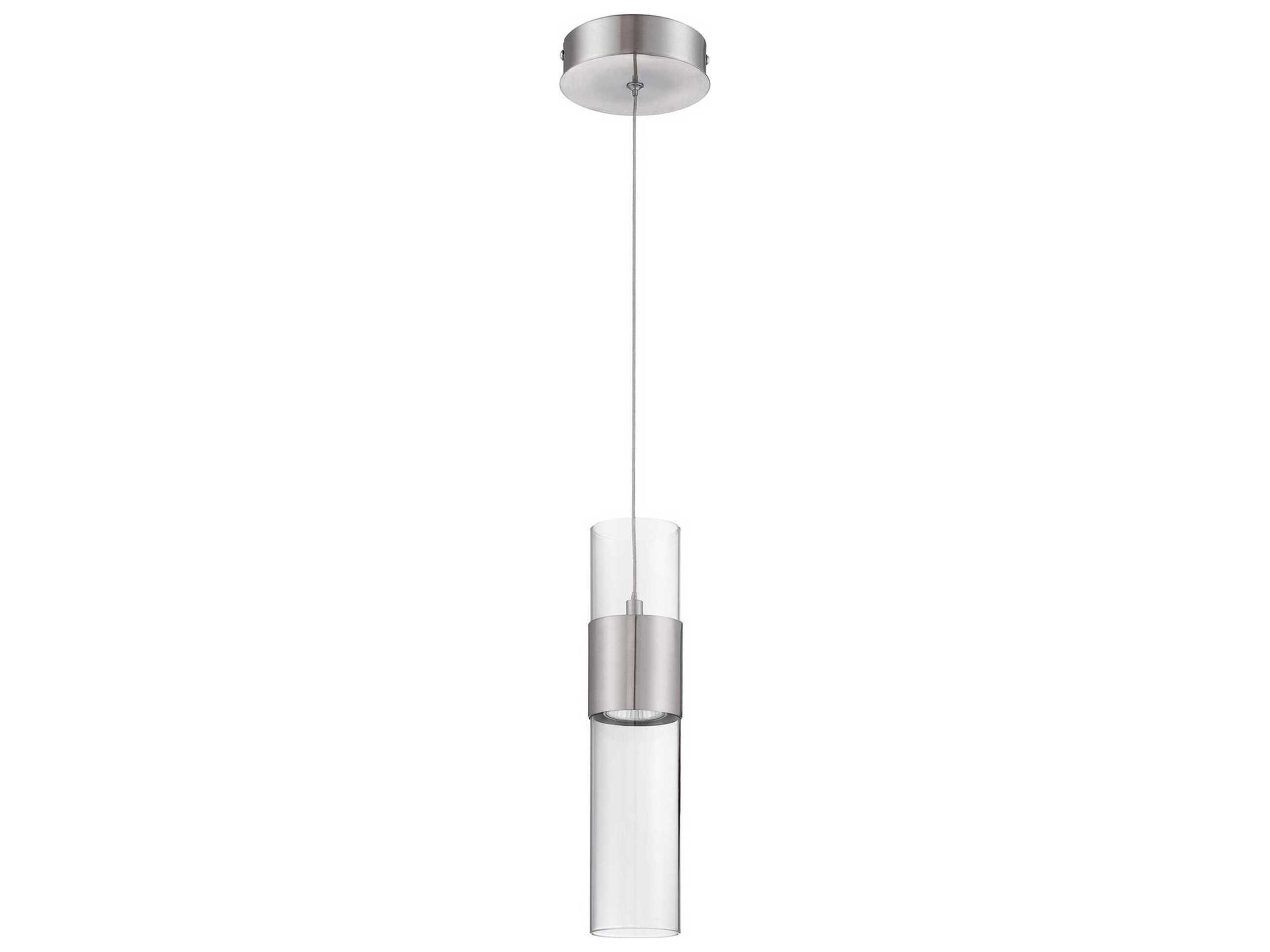 Lola 1-Light Satin Nickel Glass LED Cylinder Mini Pendant