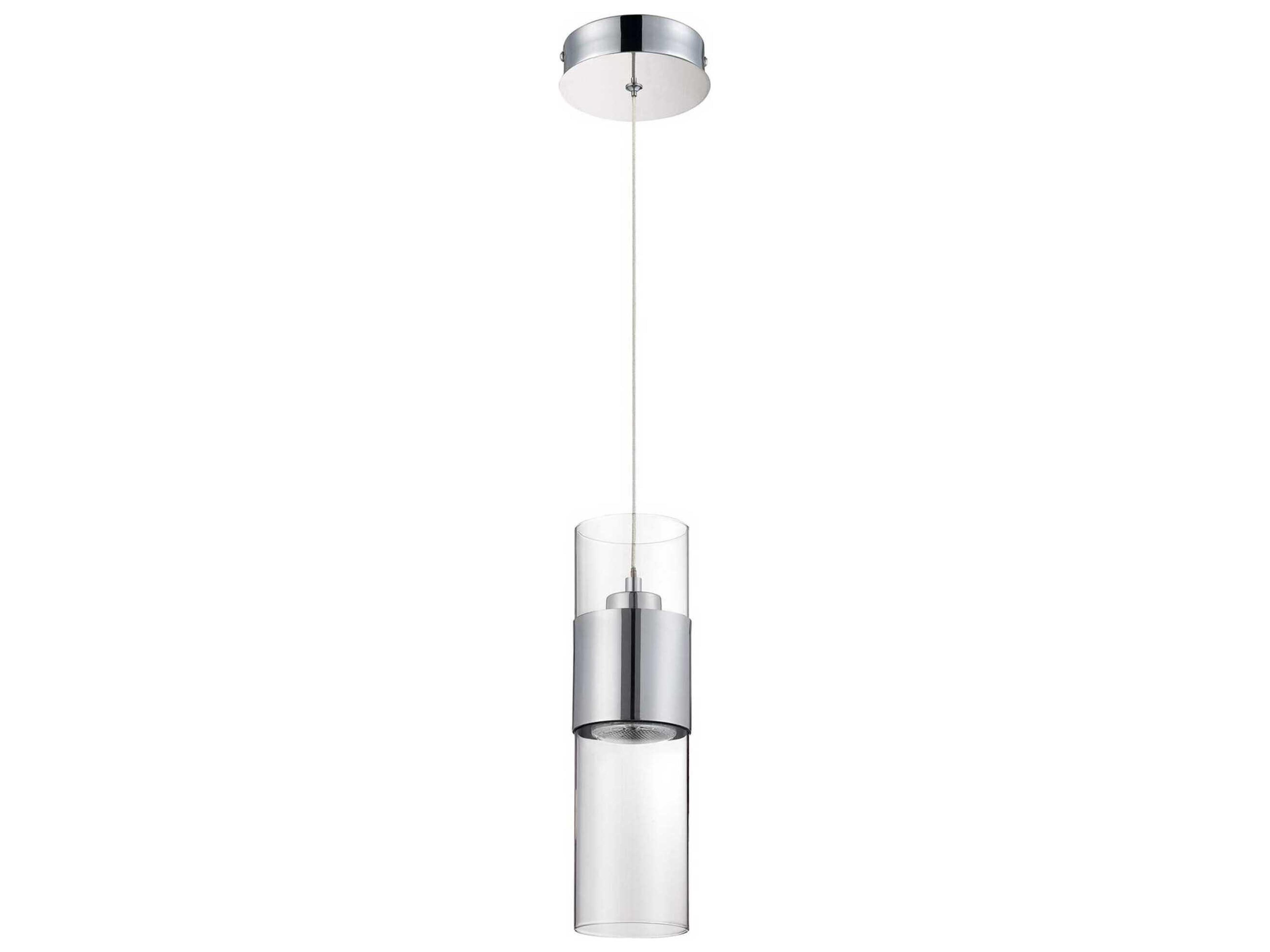 Kendal Lola 1-Light Chrome Glass LED Cylinder Mini Pendant