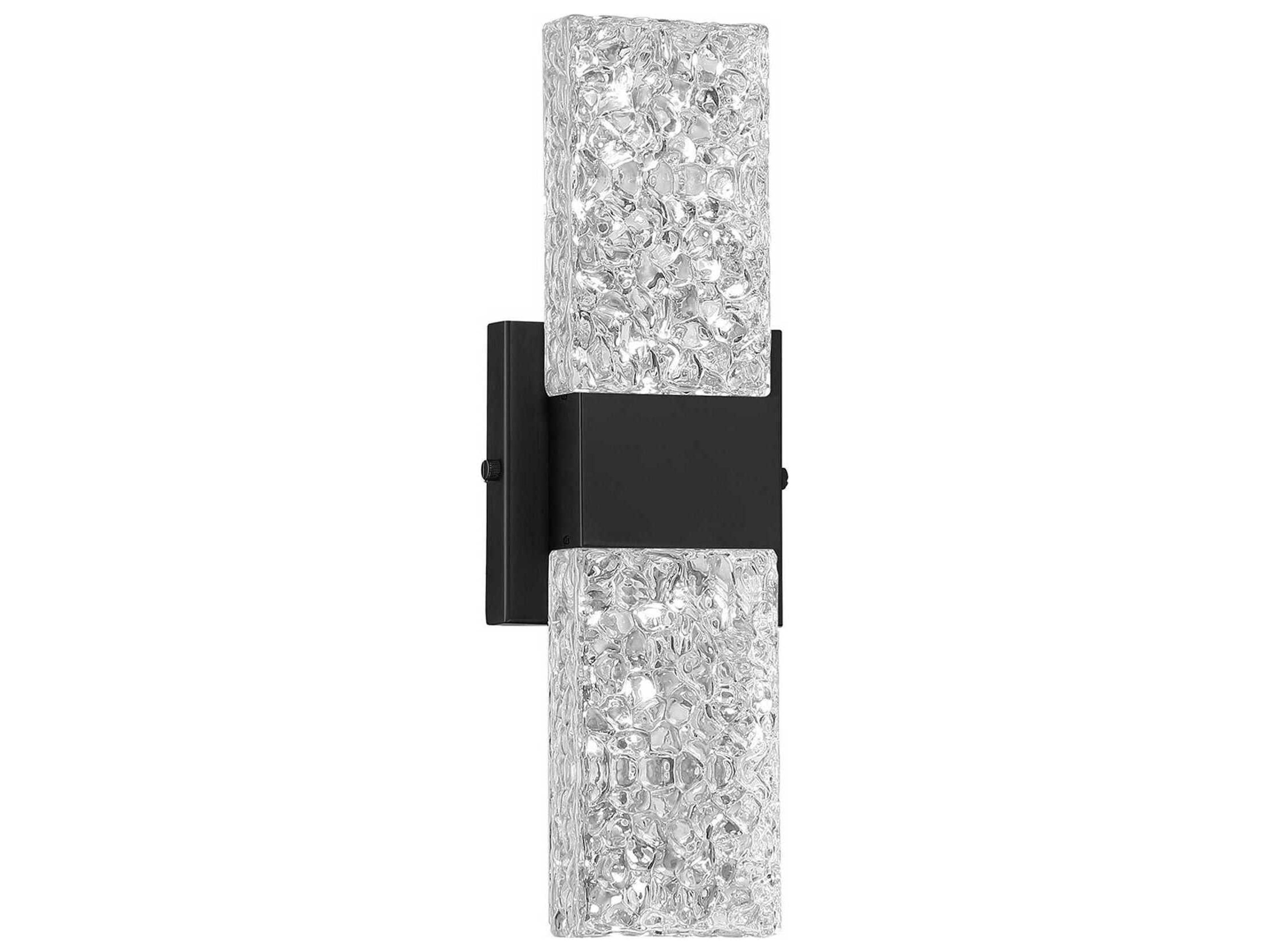 Kendal Glacier 2-Light Black Glass LED Wall Sconce