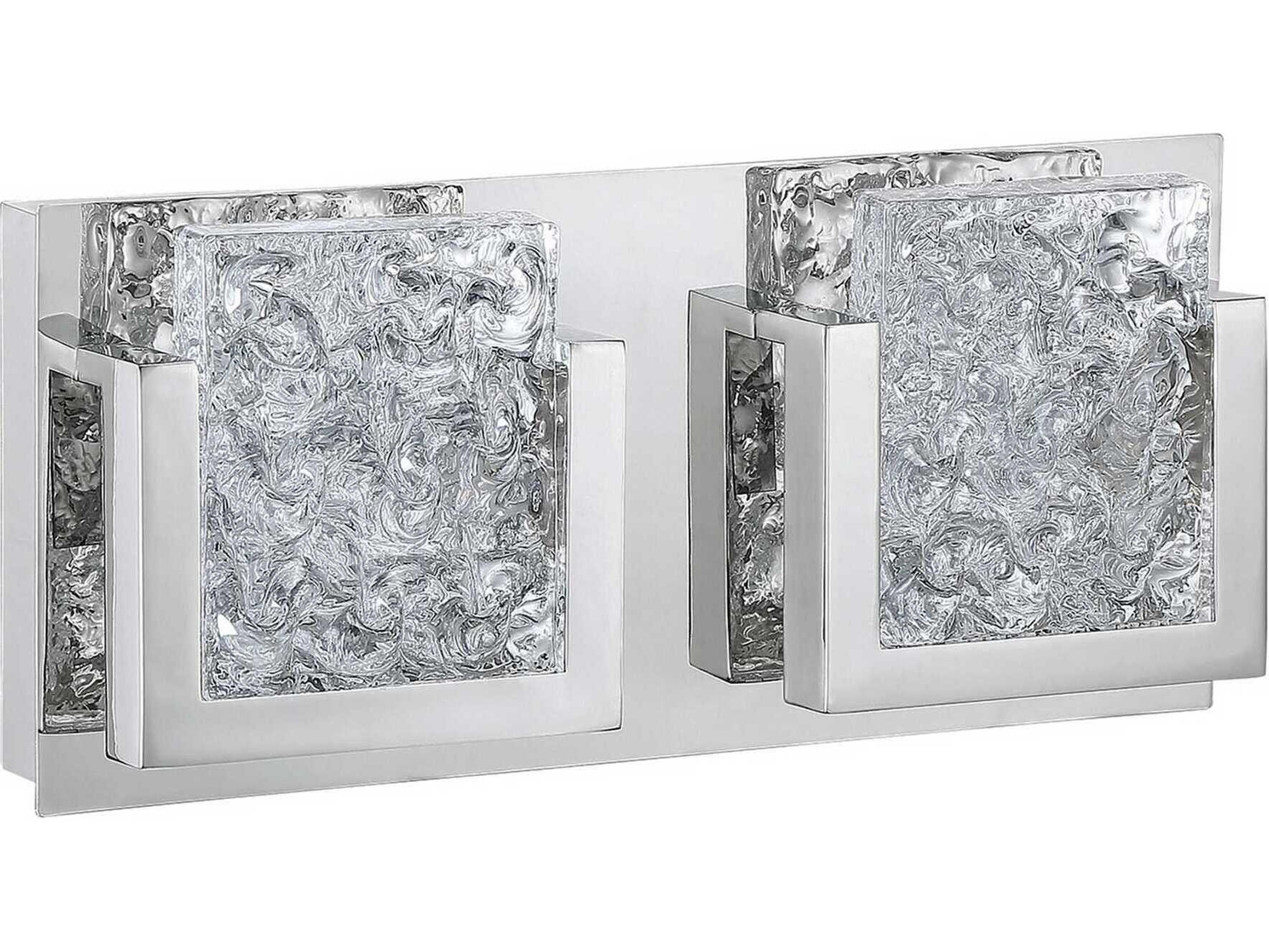 Kendal Ice-lava 2-Light Chrome Clear Glass LED Vanity Light