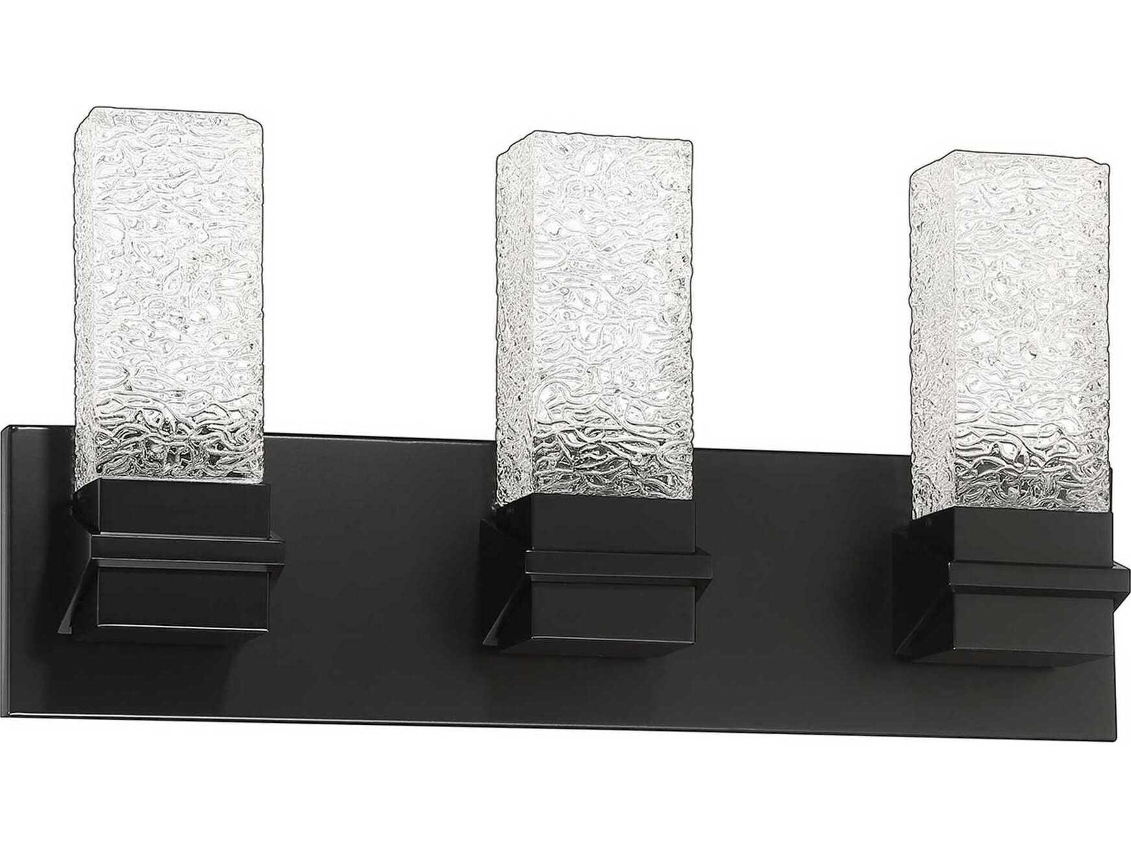 Ice 3-Light Black Glass LED Vanity Light