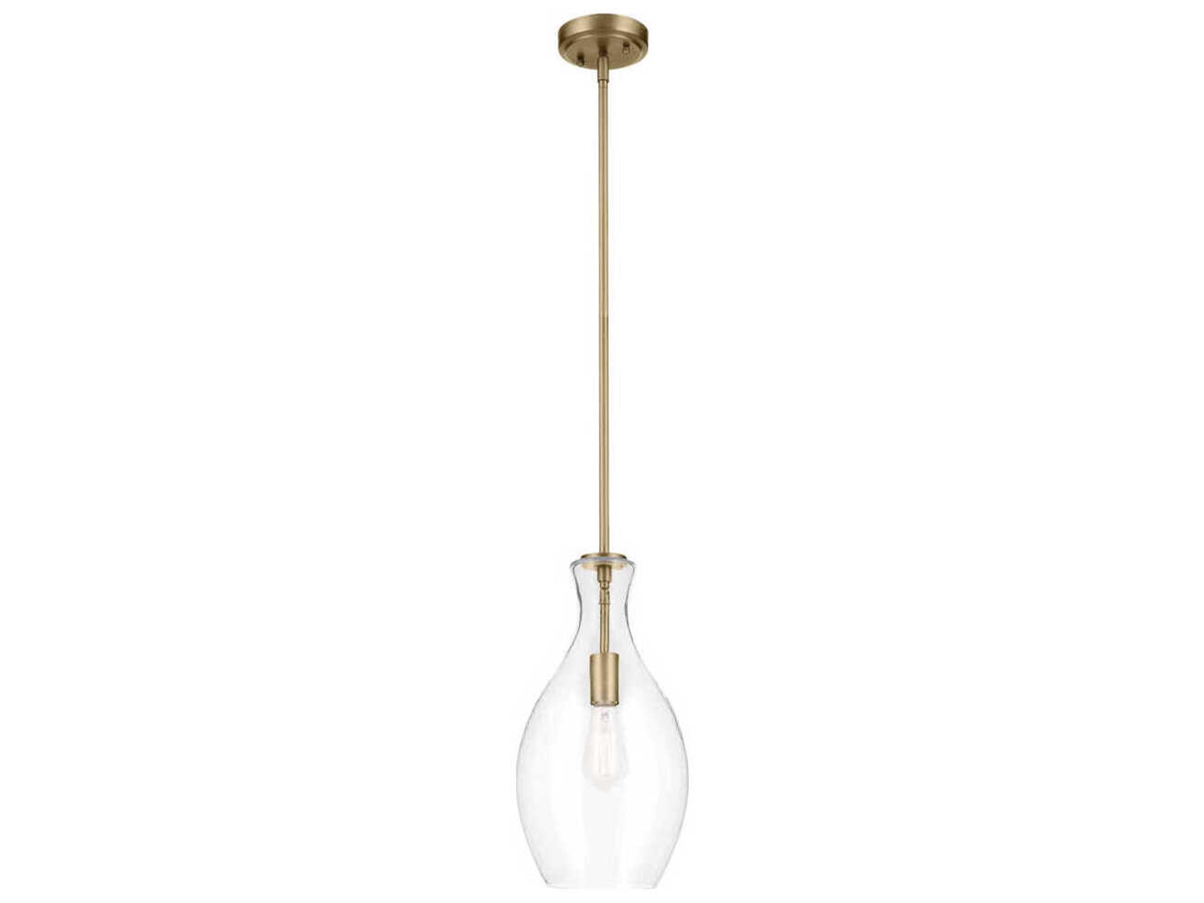 Kichler Everly 1-Light Natural Brass Bell Mini Pendant
