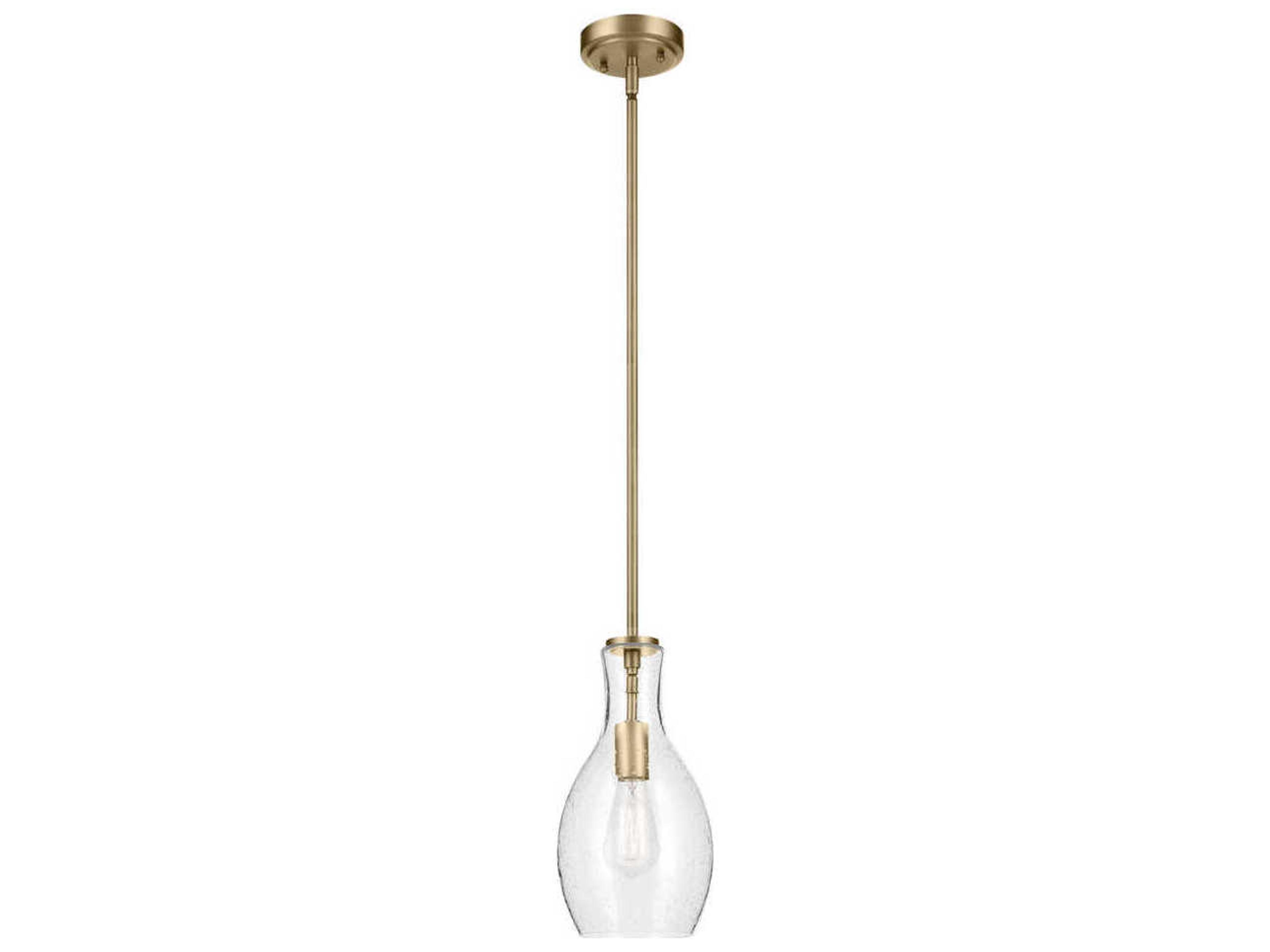 Kichler Everly 1-Light Natural Brass Bell Mini Pendant