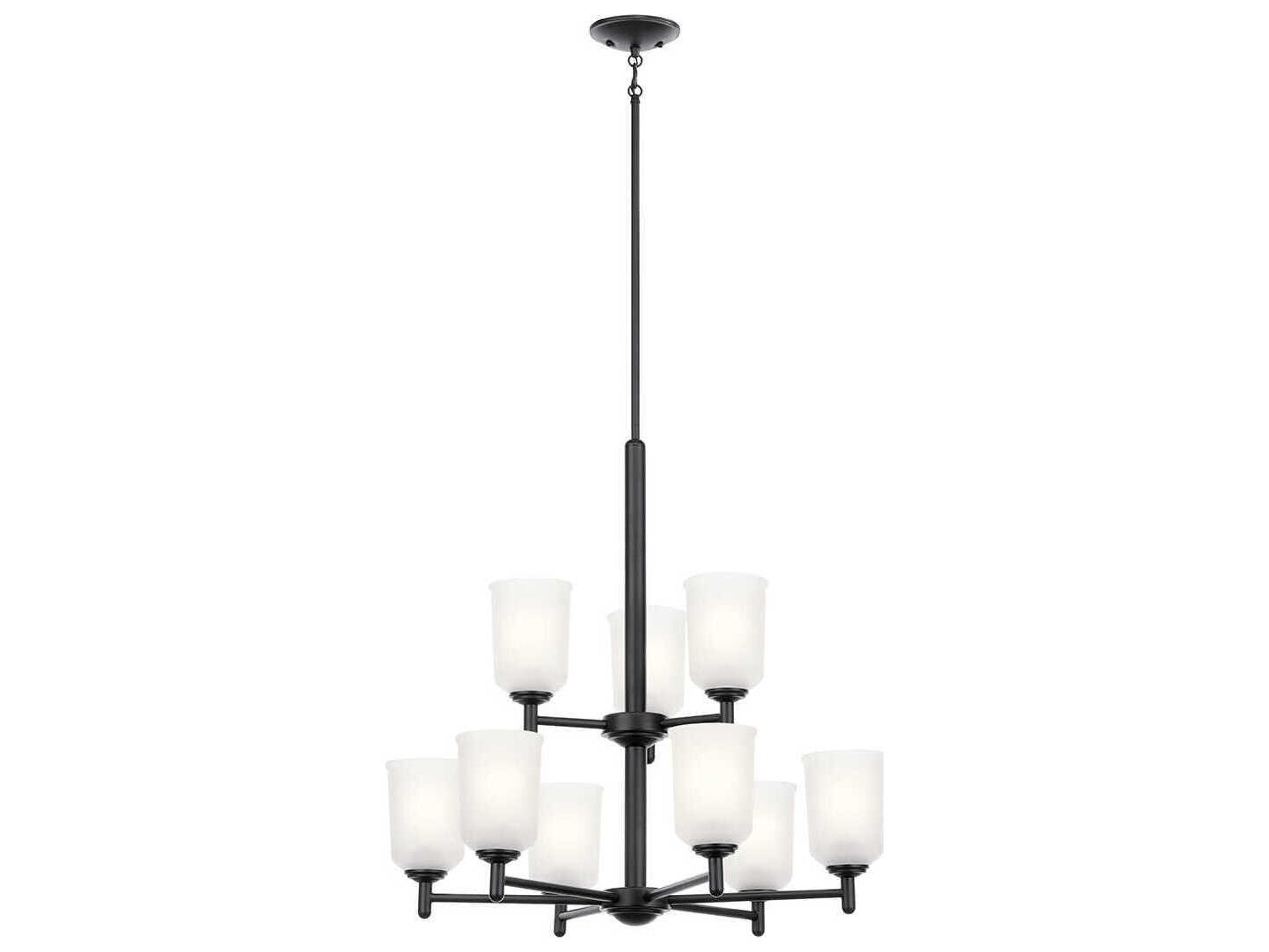 Kichler Shailene 9-Light Black Glass Bell Chandelier