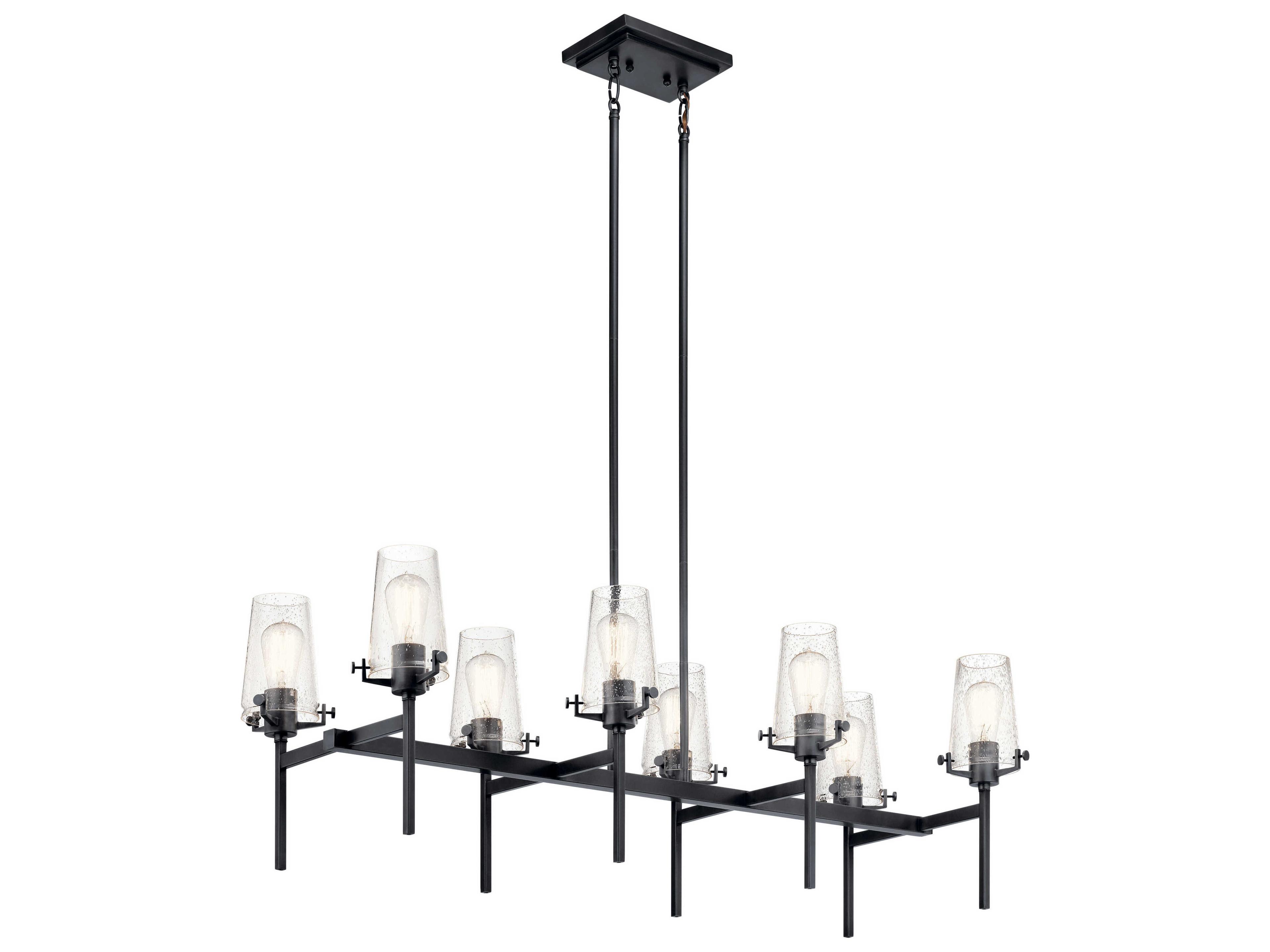 Kichler Alton 8-Light Black Glass Linear Island Pendant