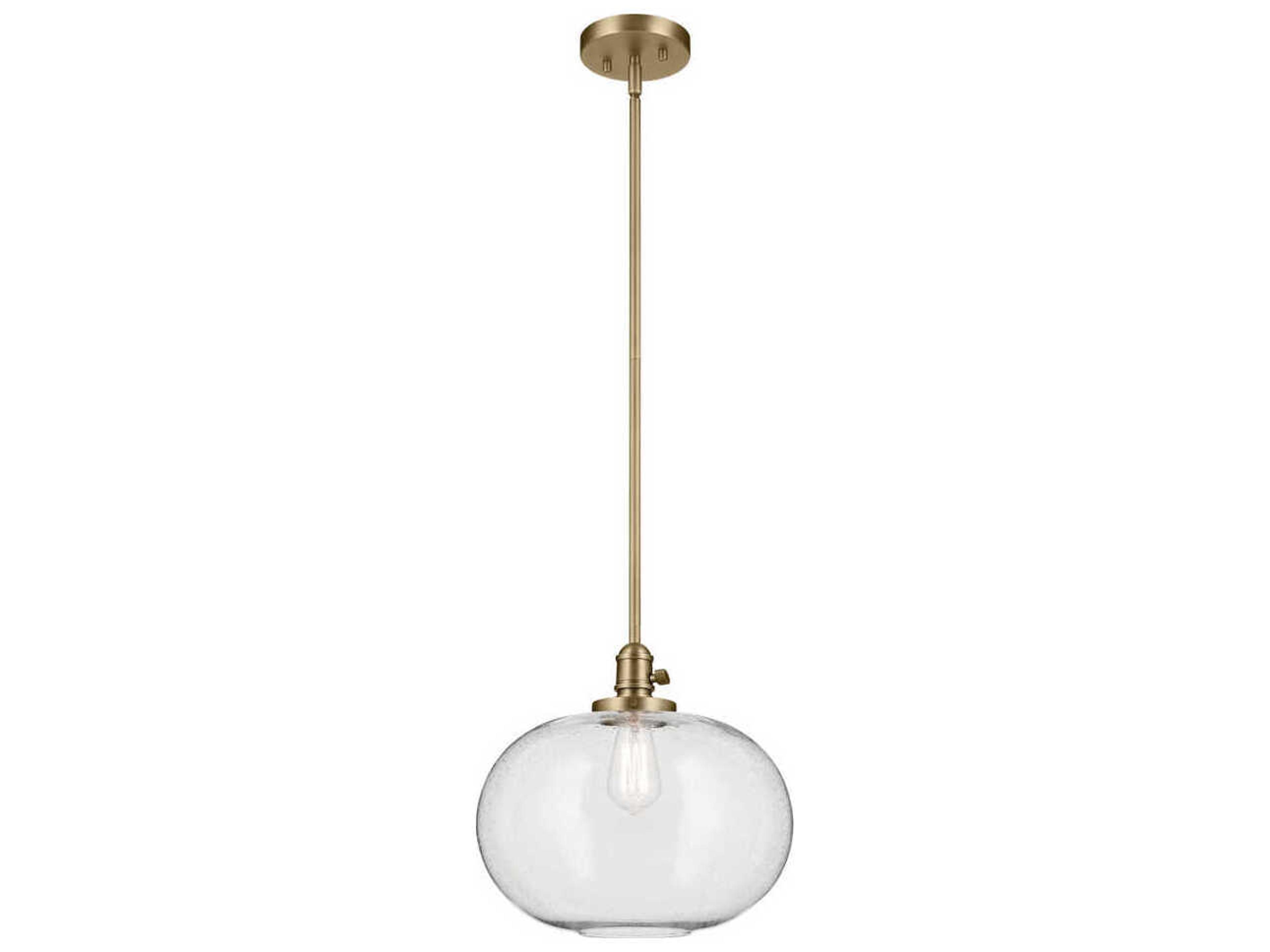 Kichler Avery 1-Light Natural Brass Globe Pendant