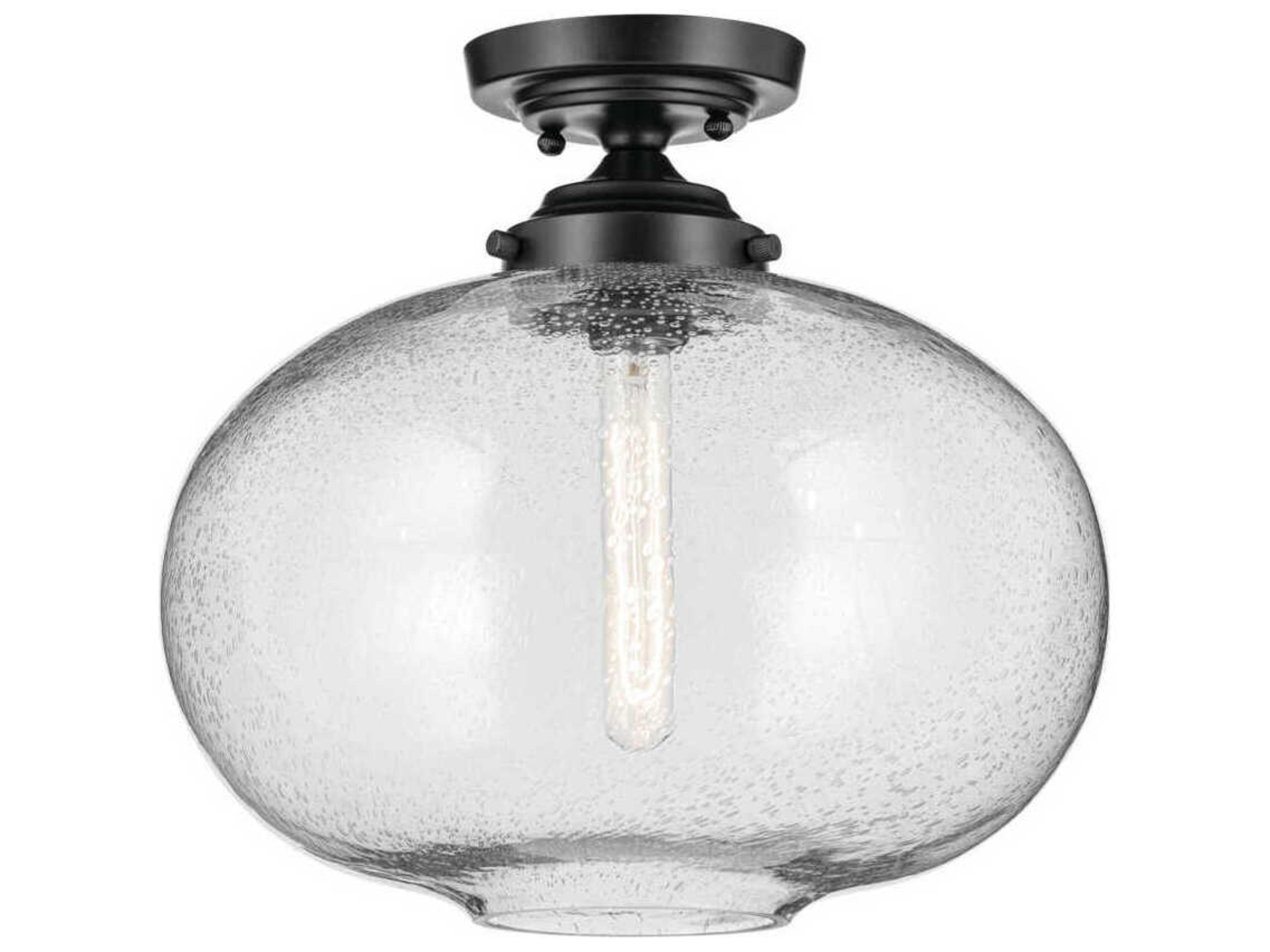 Kichler Avery 1-Light Black Globe Semi Flush Mount
