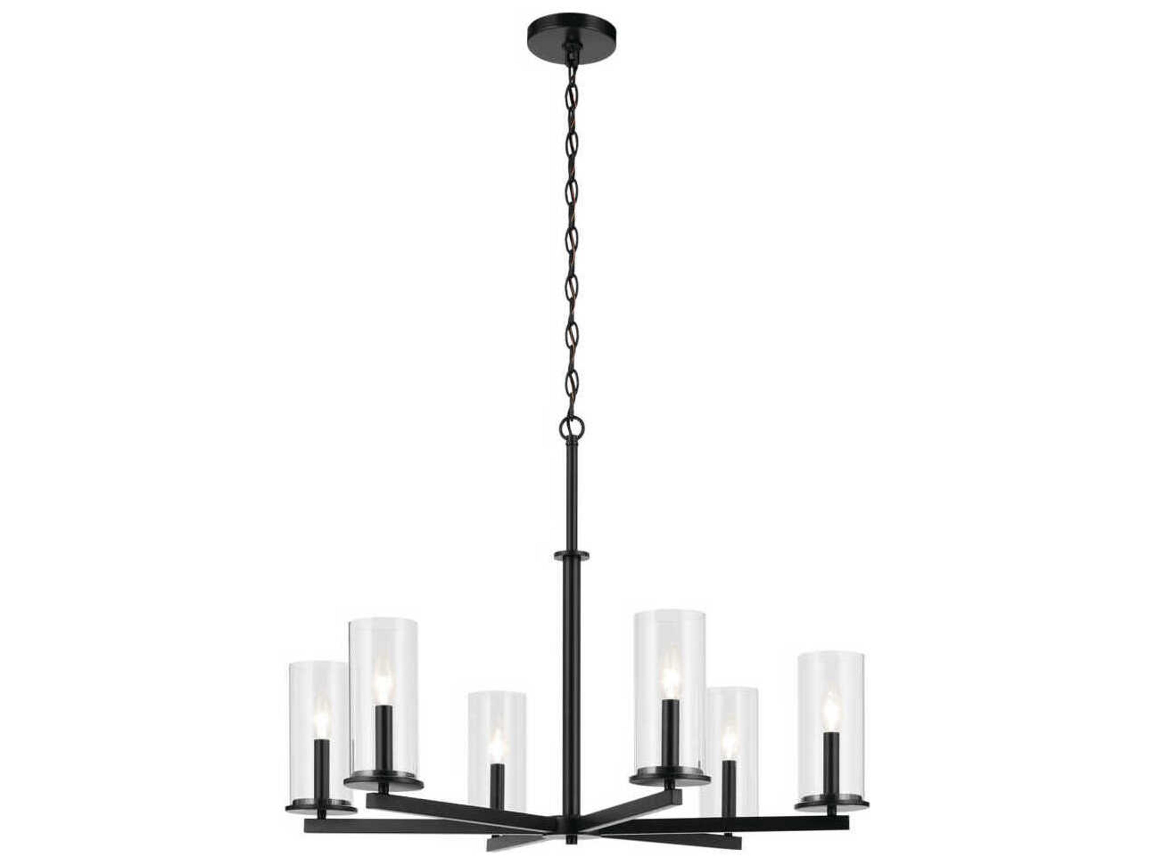 Kichler Crosby 6-Light Black Candelabra Cylinder Chandelier