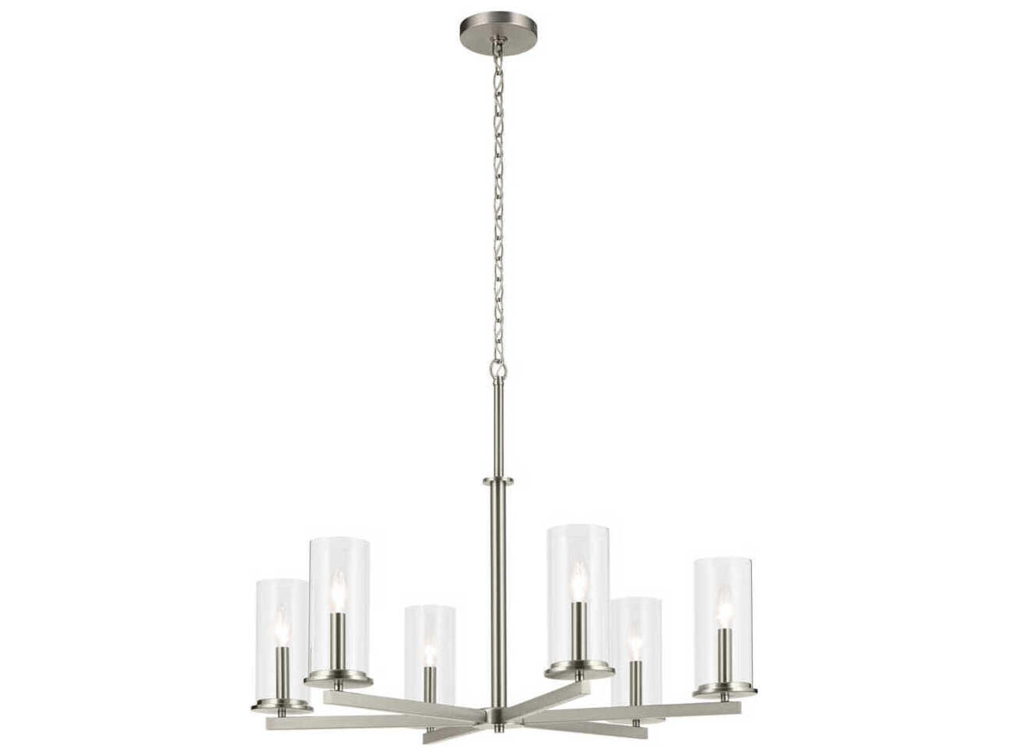 Kichler Crosby 6-Light Brushed Nickel Candelabra Cylinder Chandelier