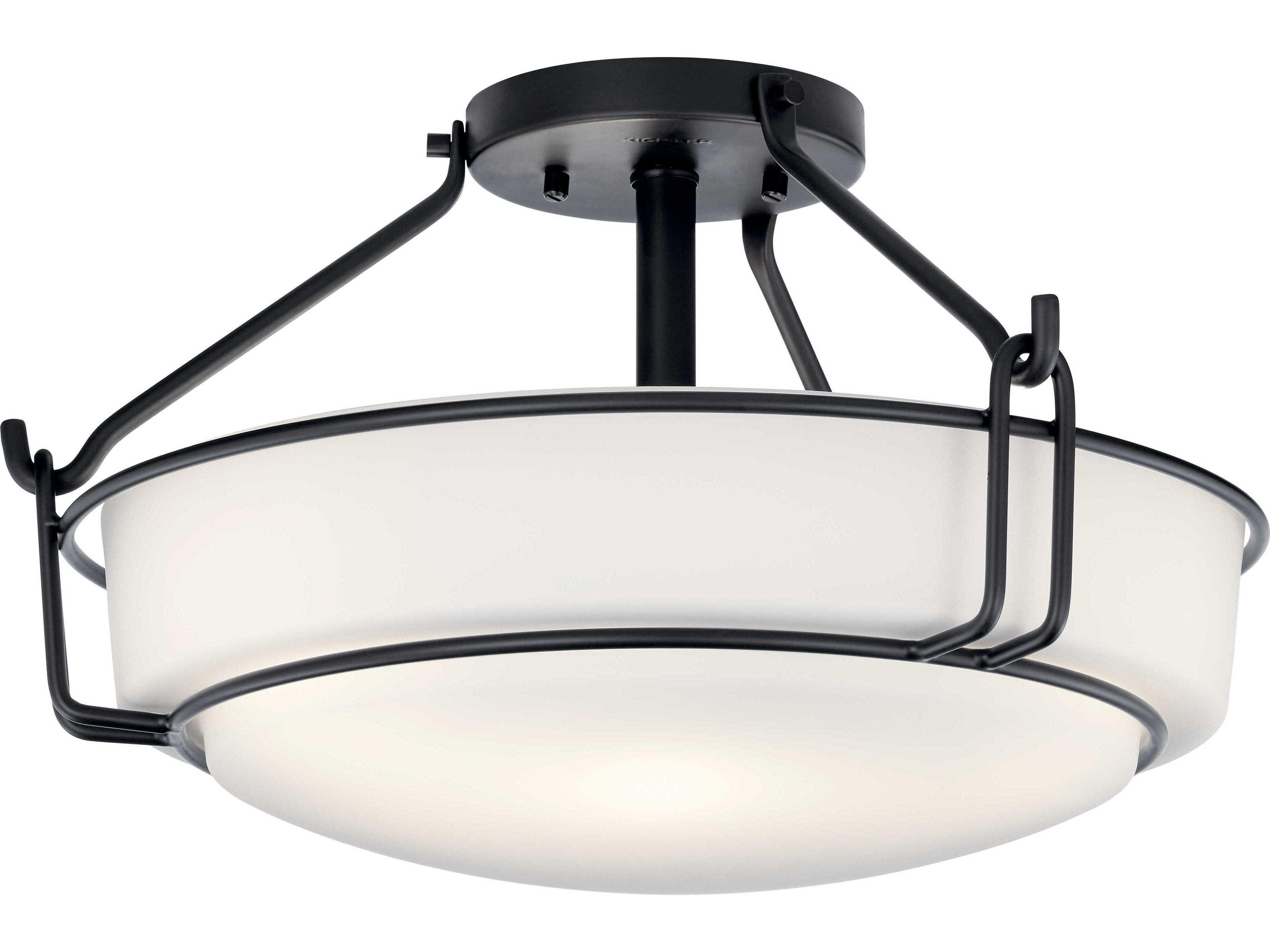 Kichler Alkire 3-Light Black Glass Bowl Semi Flush Mount