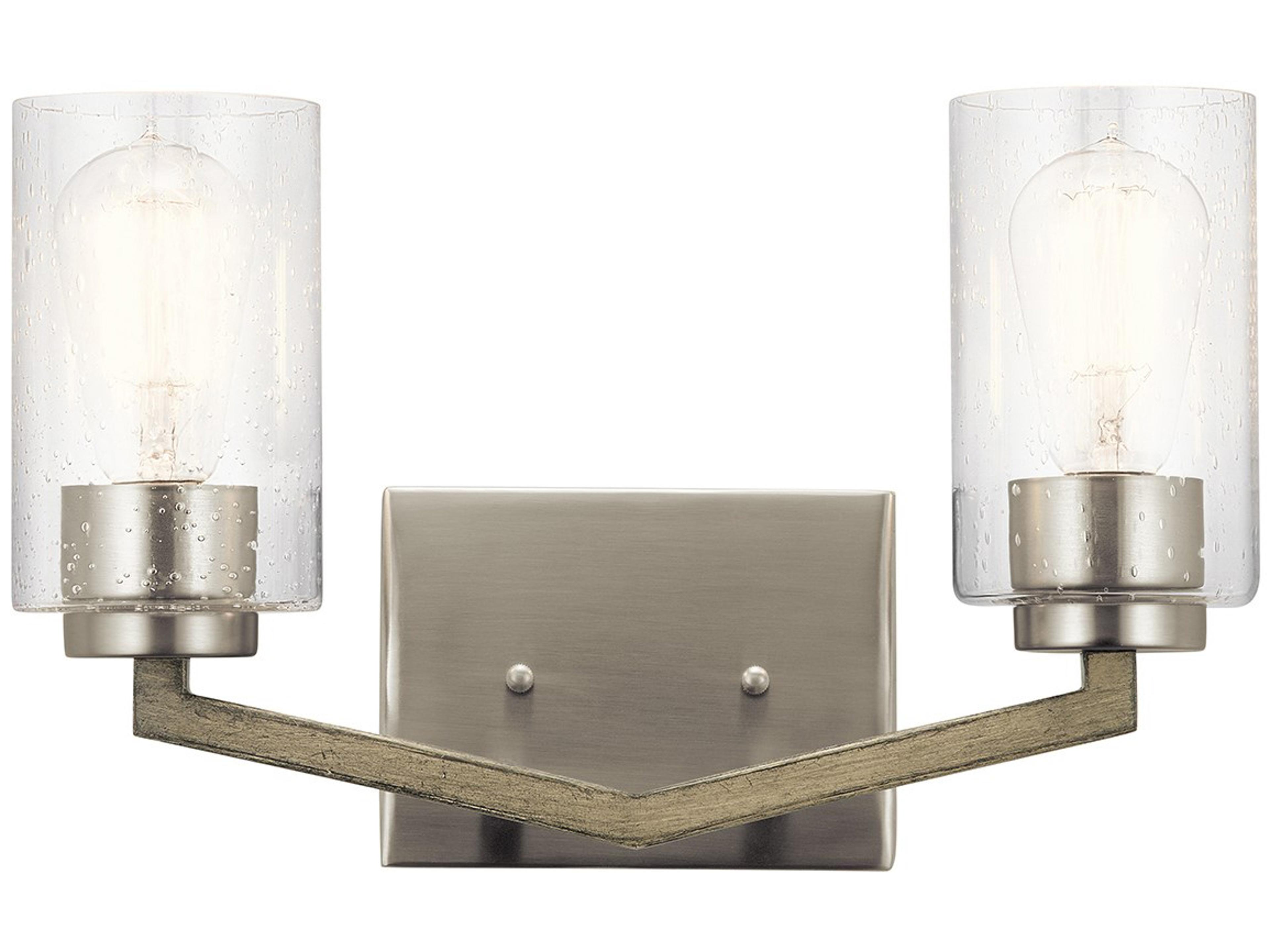 Kichler Deryn 2-Light Distressed Antique Gray Glass Vanity Light