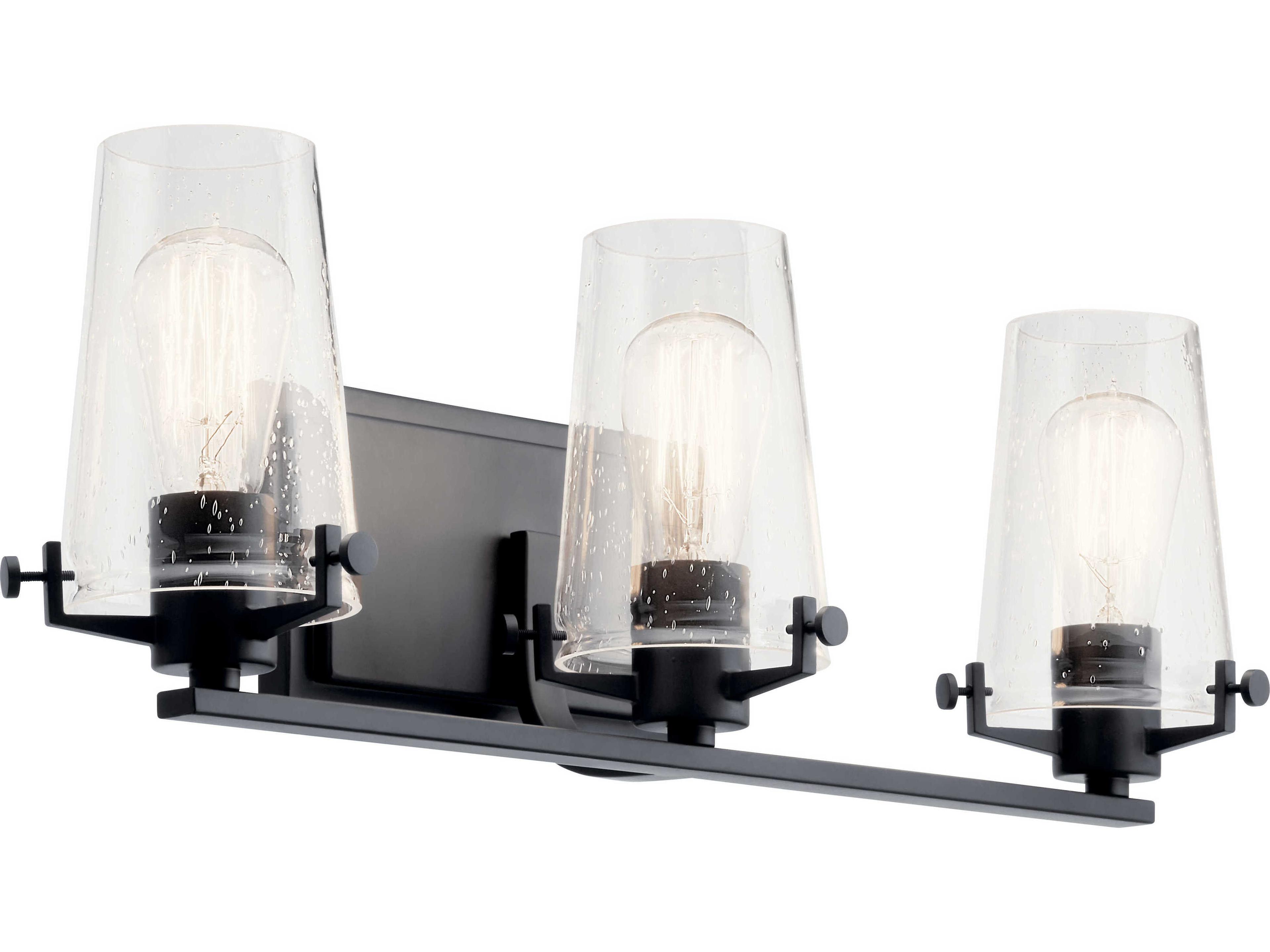 Kichler Alton 3-Light Black Glass Vanity Light