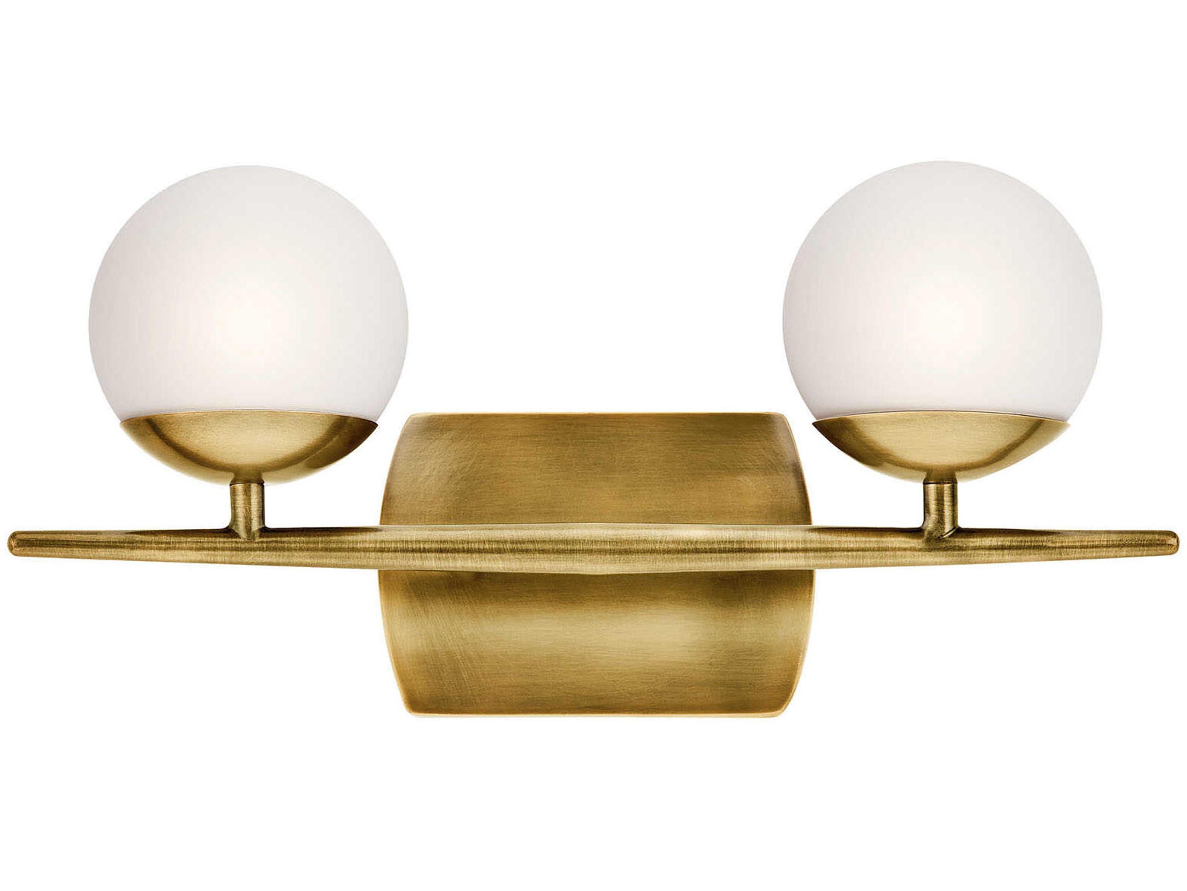 Kichler Jasper 2-Light Natural Brass Glass Vanity Light