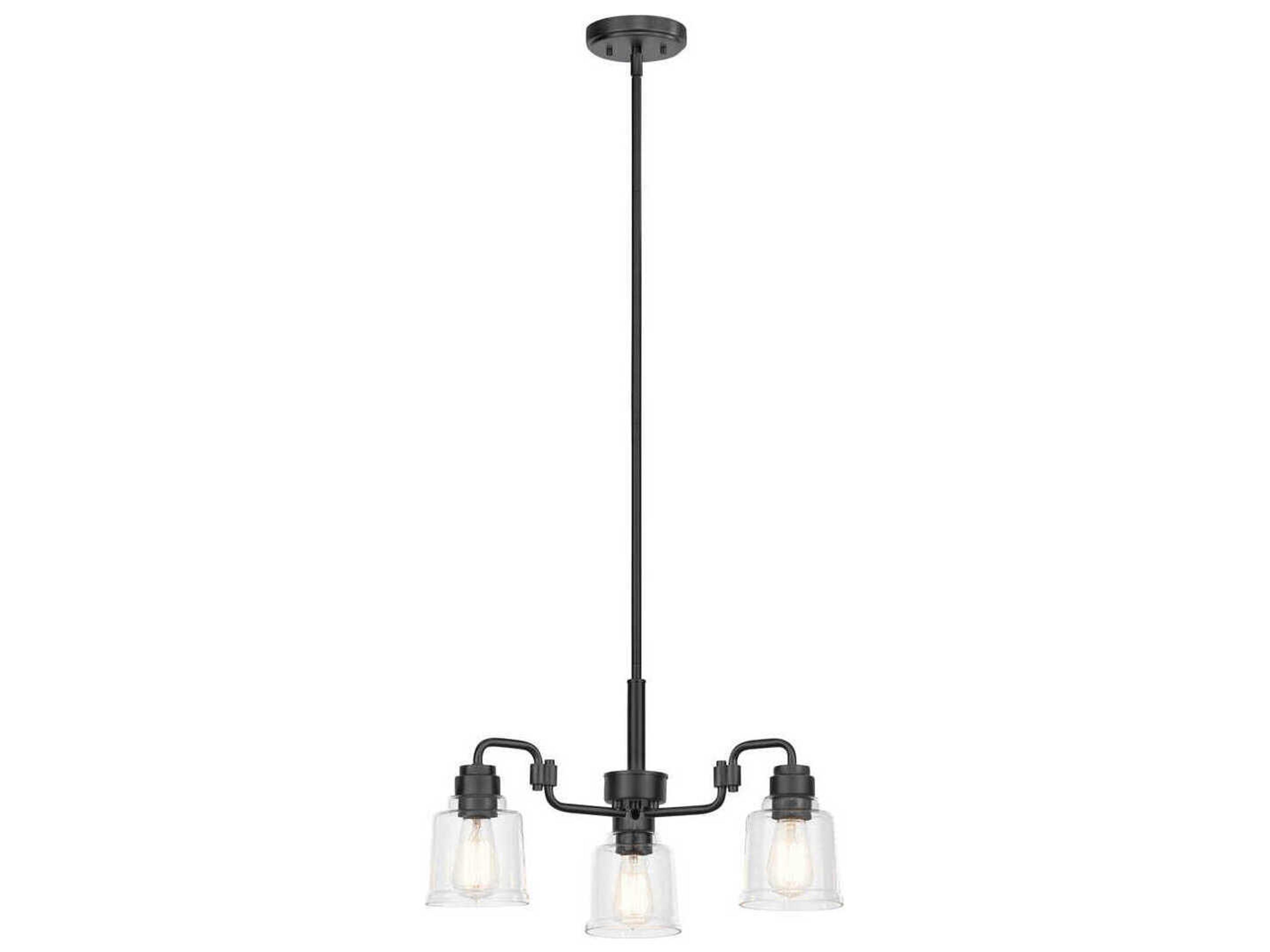 Kichler Aivian 3-Light Black Glass Bell Chandelier