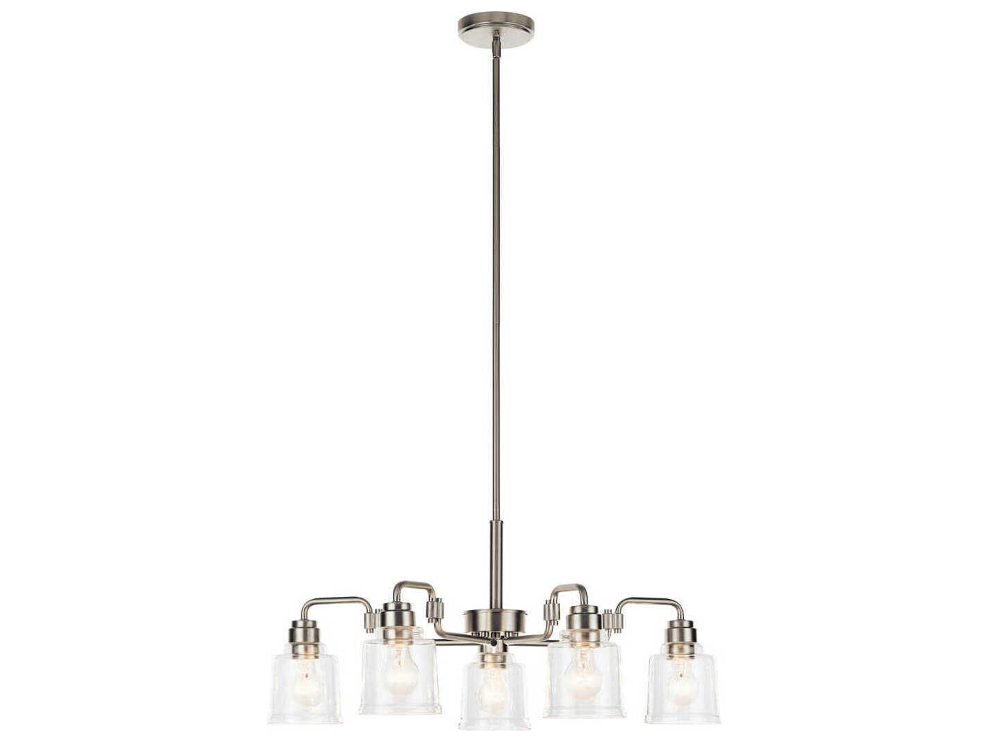 Kichler Aivian 5-Light Nickel Textured Black Glass Bell Chandelier