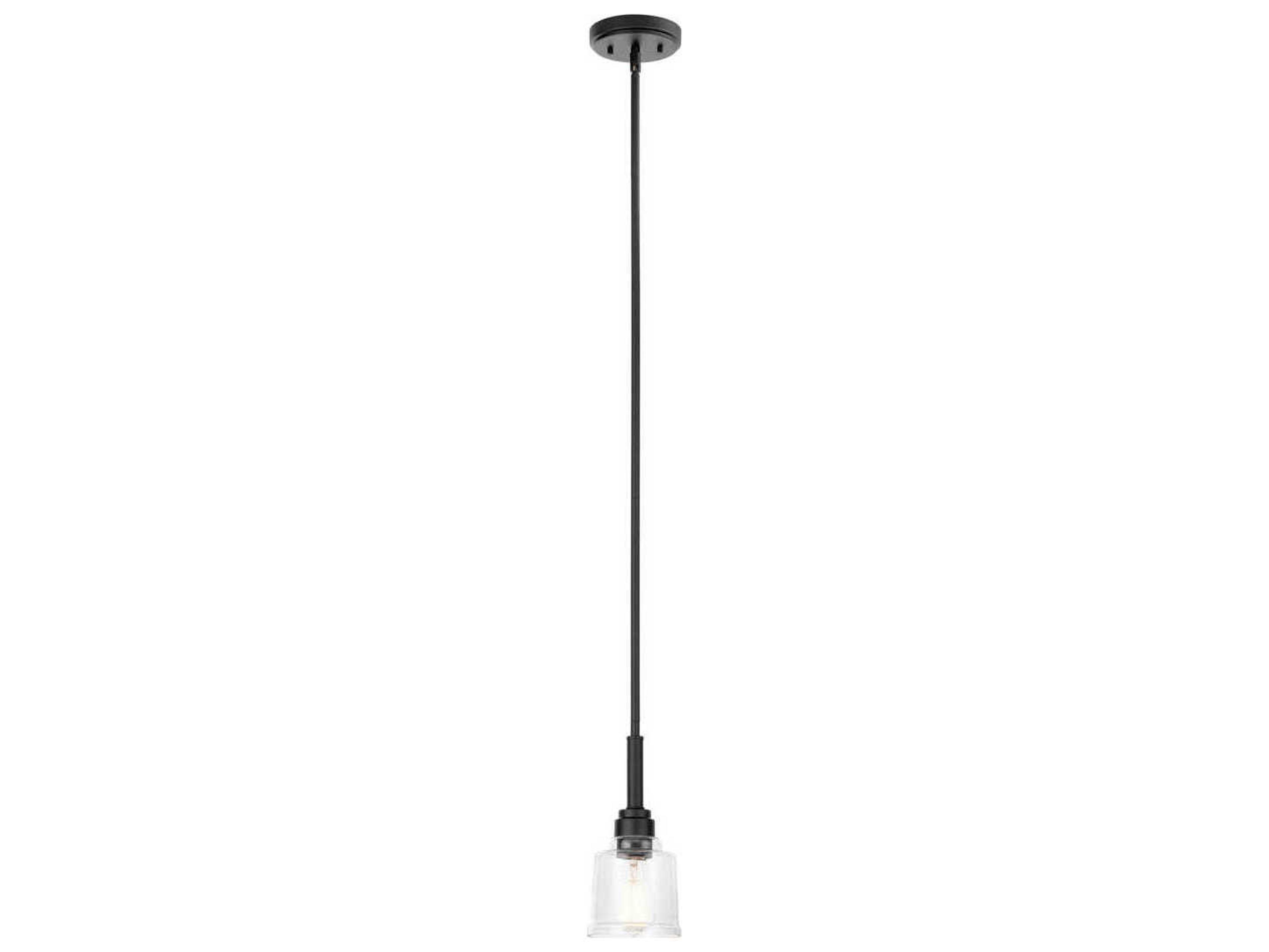 Kichler Aivian 1-Light Black Glass Bell Mini Pendant