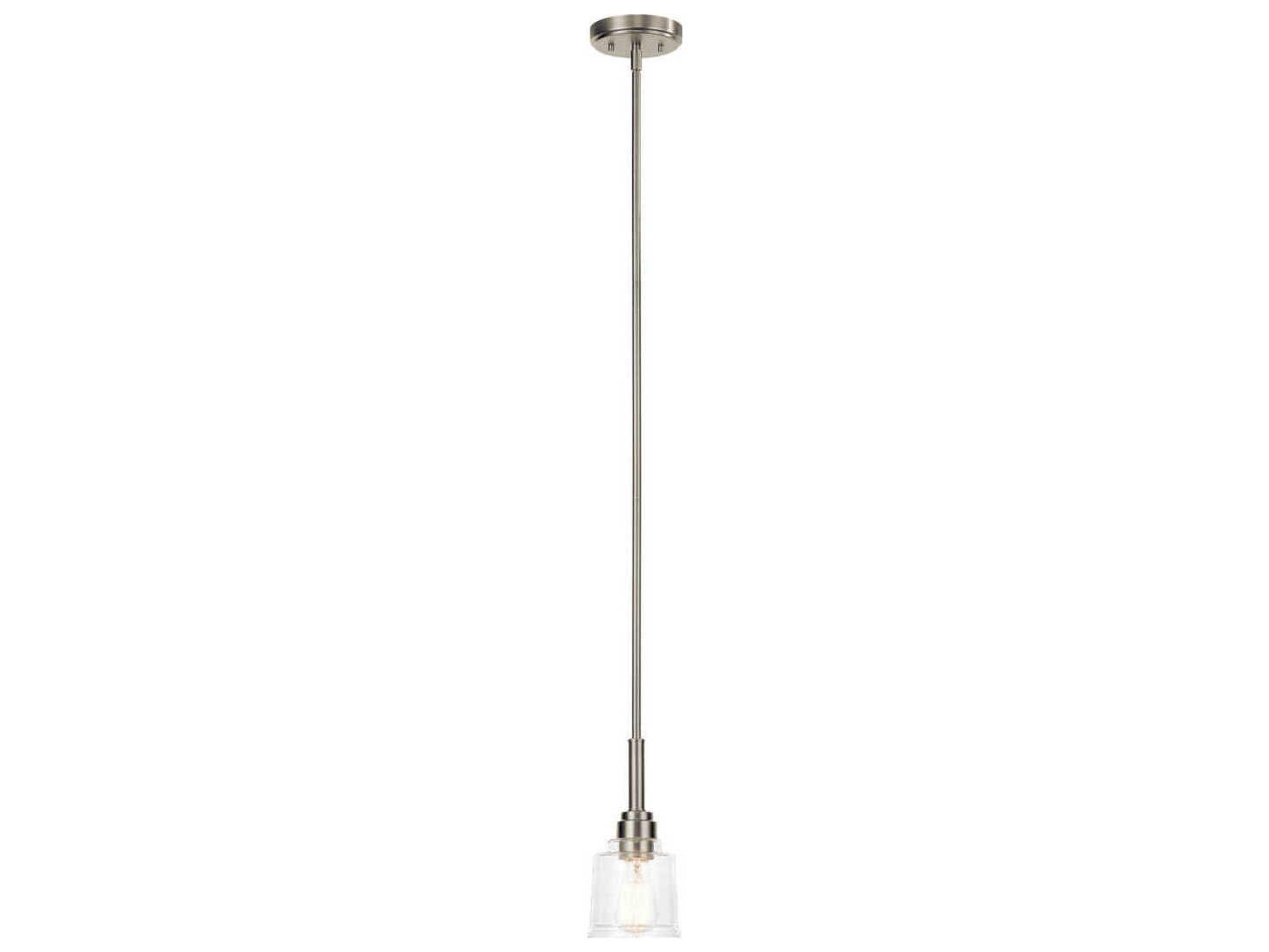 Kichler Aivian 1-Light Nickel Textured Glass Bell Mini Pendant
