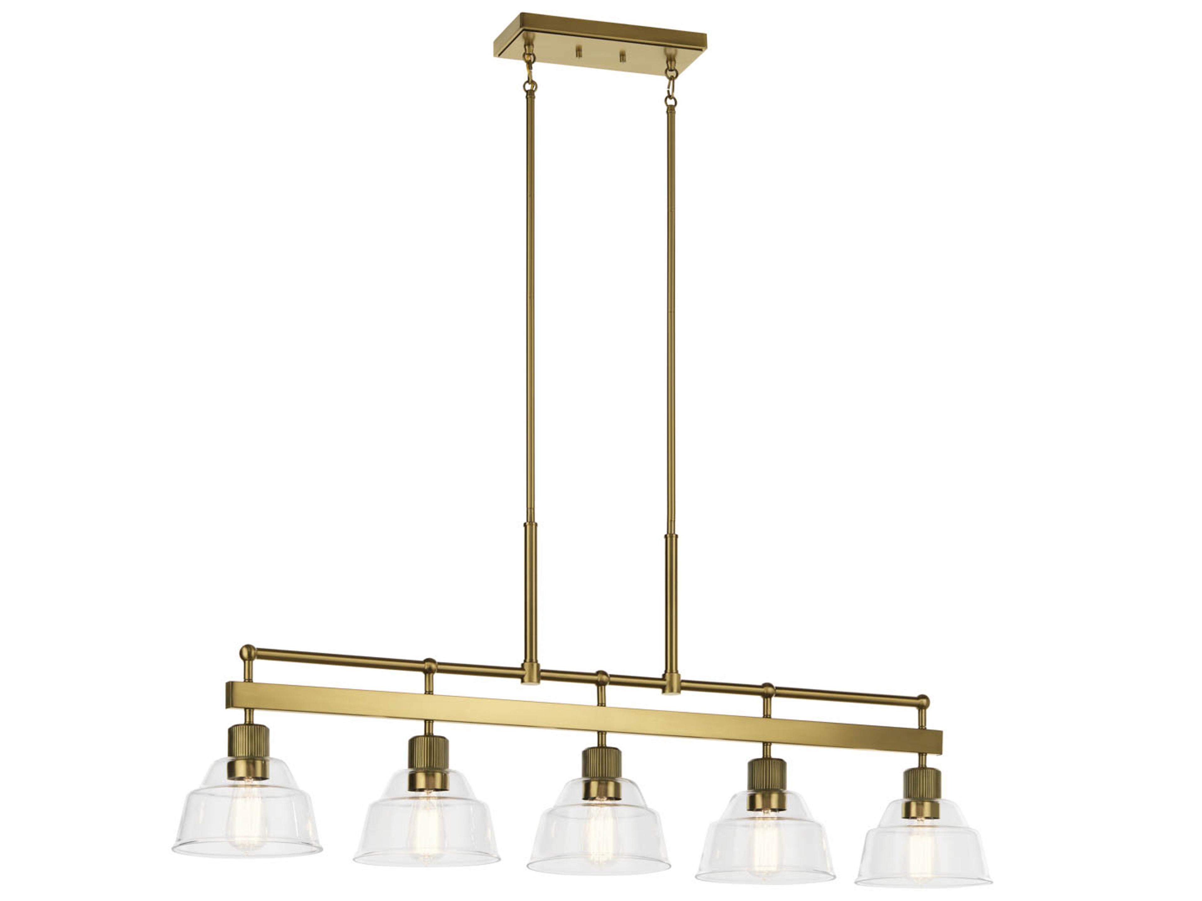 Kichler Eastmont 5-Light Brushed Brass Glass Dome Island Pendant