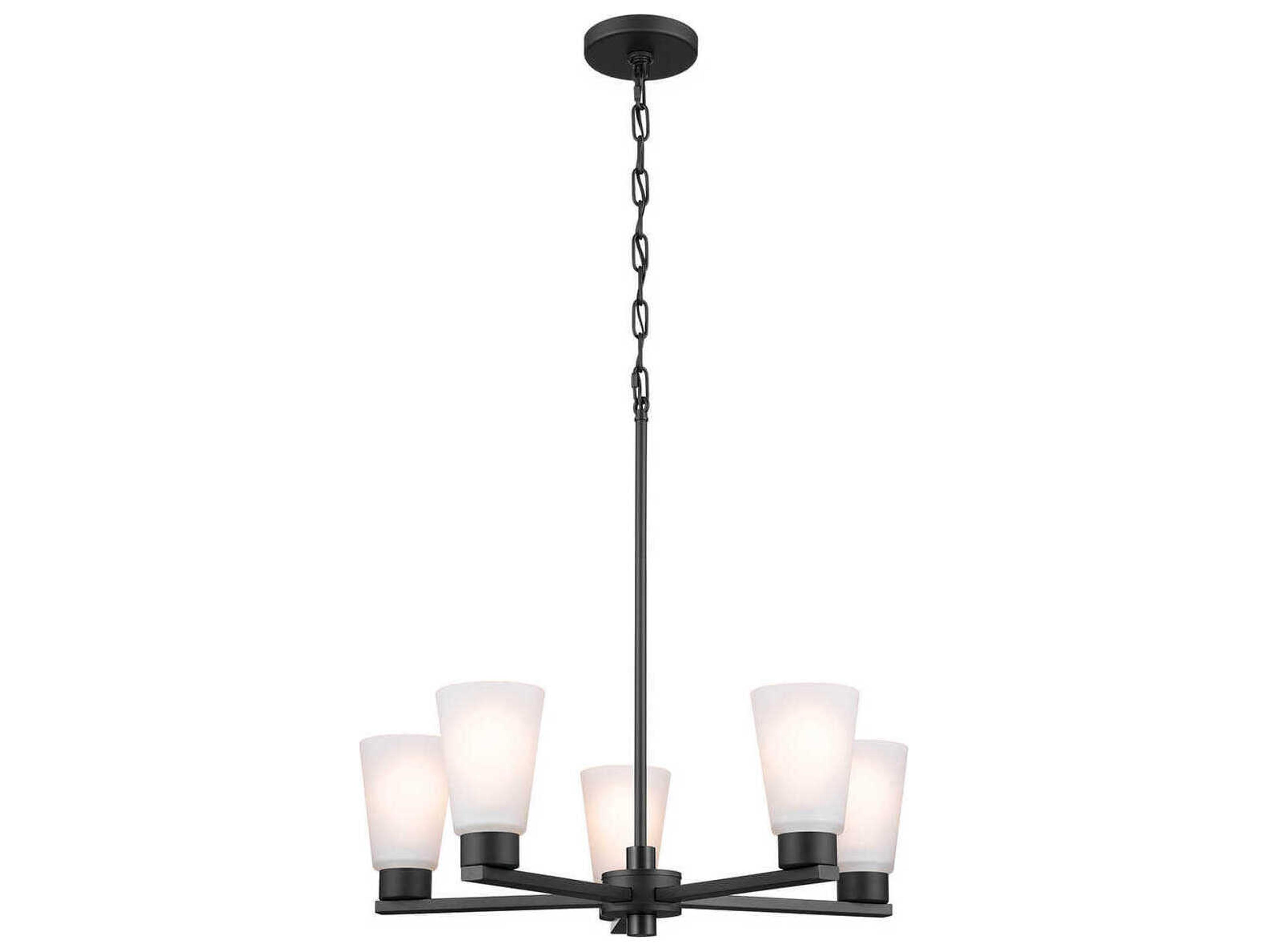 Kichler Stamos 5-Light Black Glass Empire Chandelier
