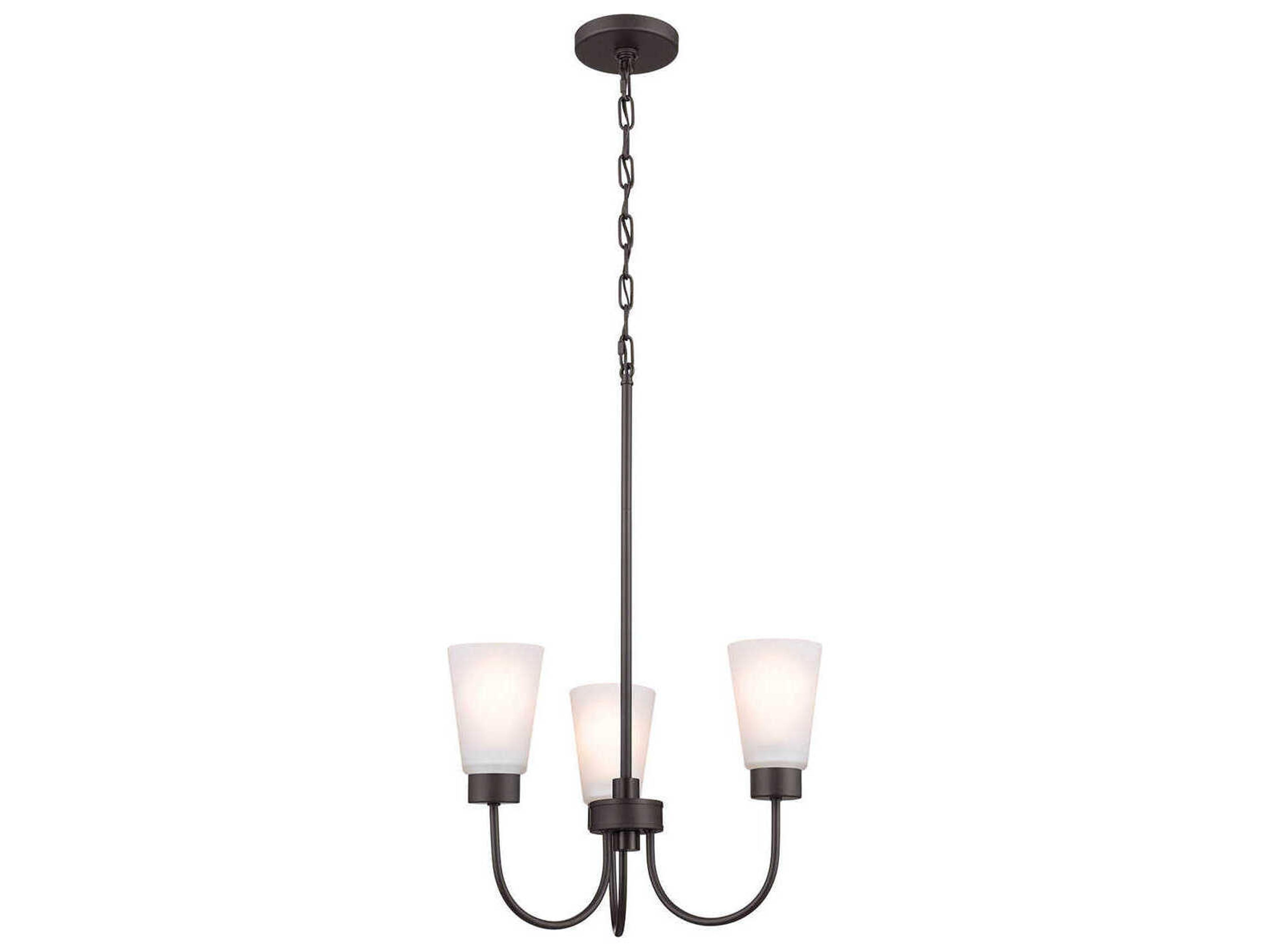 Kichler Erma 3-Light Olde Bronze Glass Empire Chandelier
