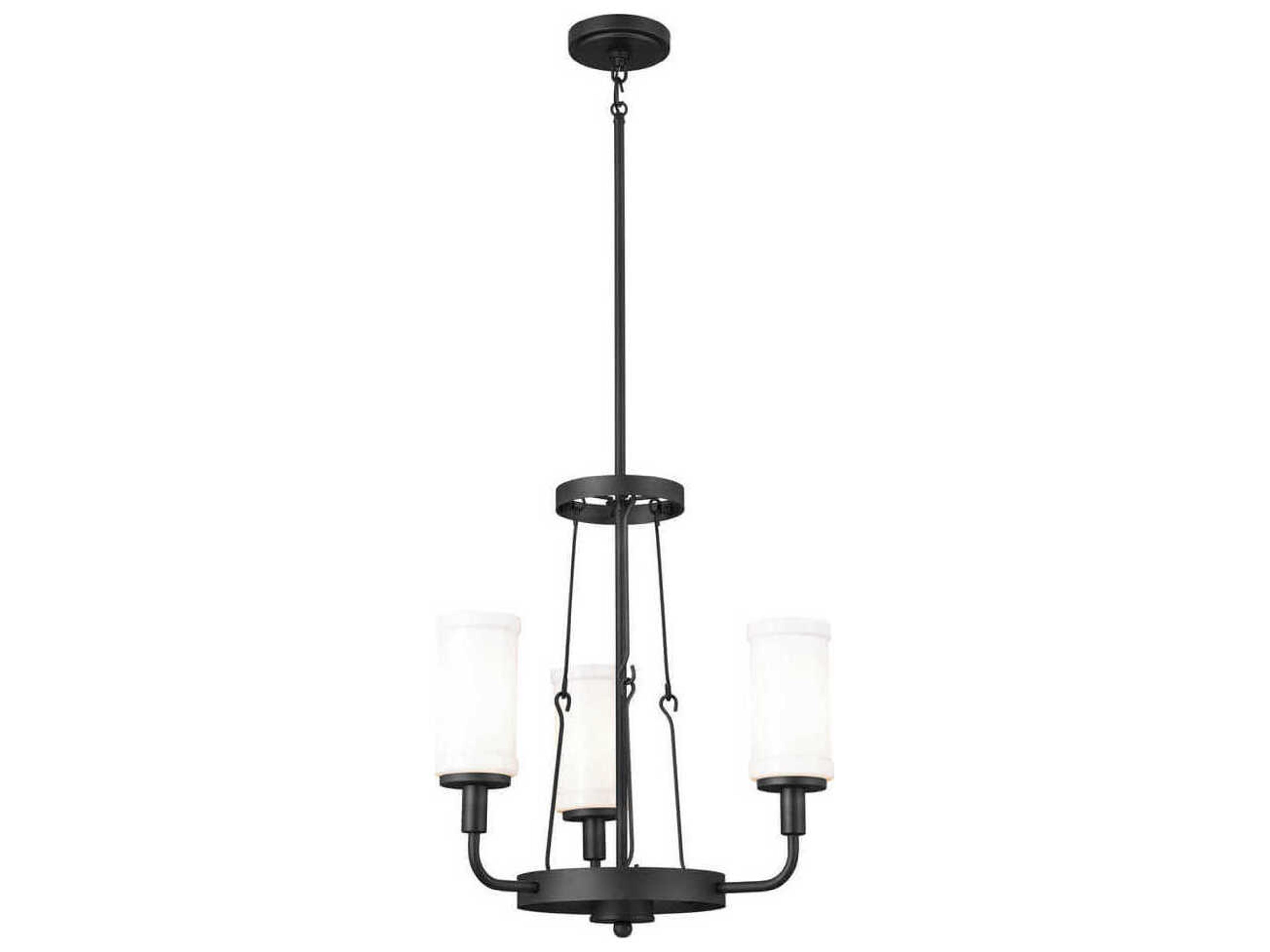 Kichler Vetivene 3-Light Textured Black Glass Cylinder Chandelier
