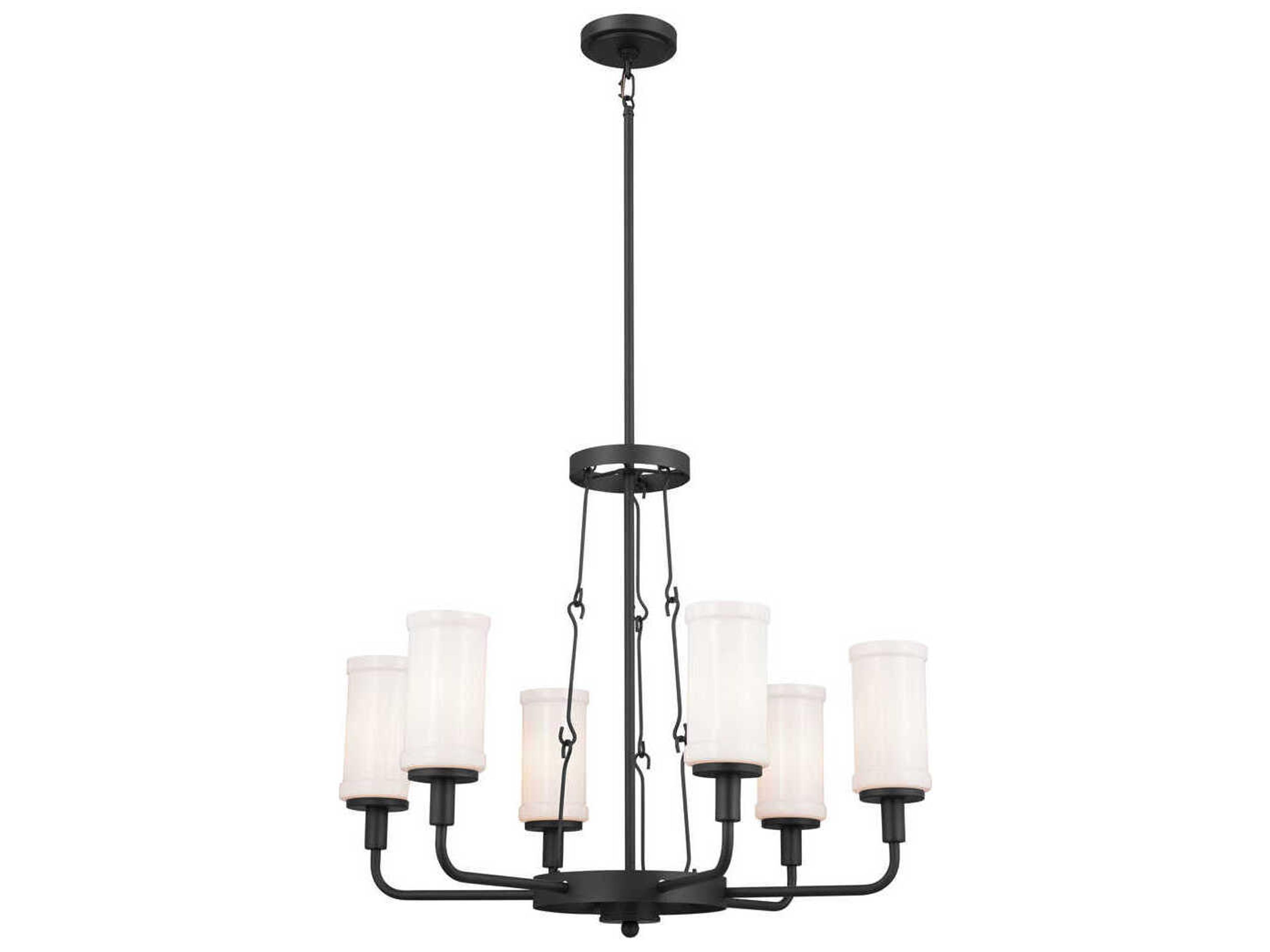 Kichler Vetivene 6-Light Textured Black Glass Cylinder Chandelier