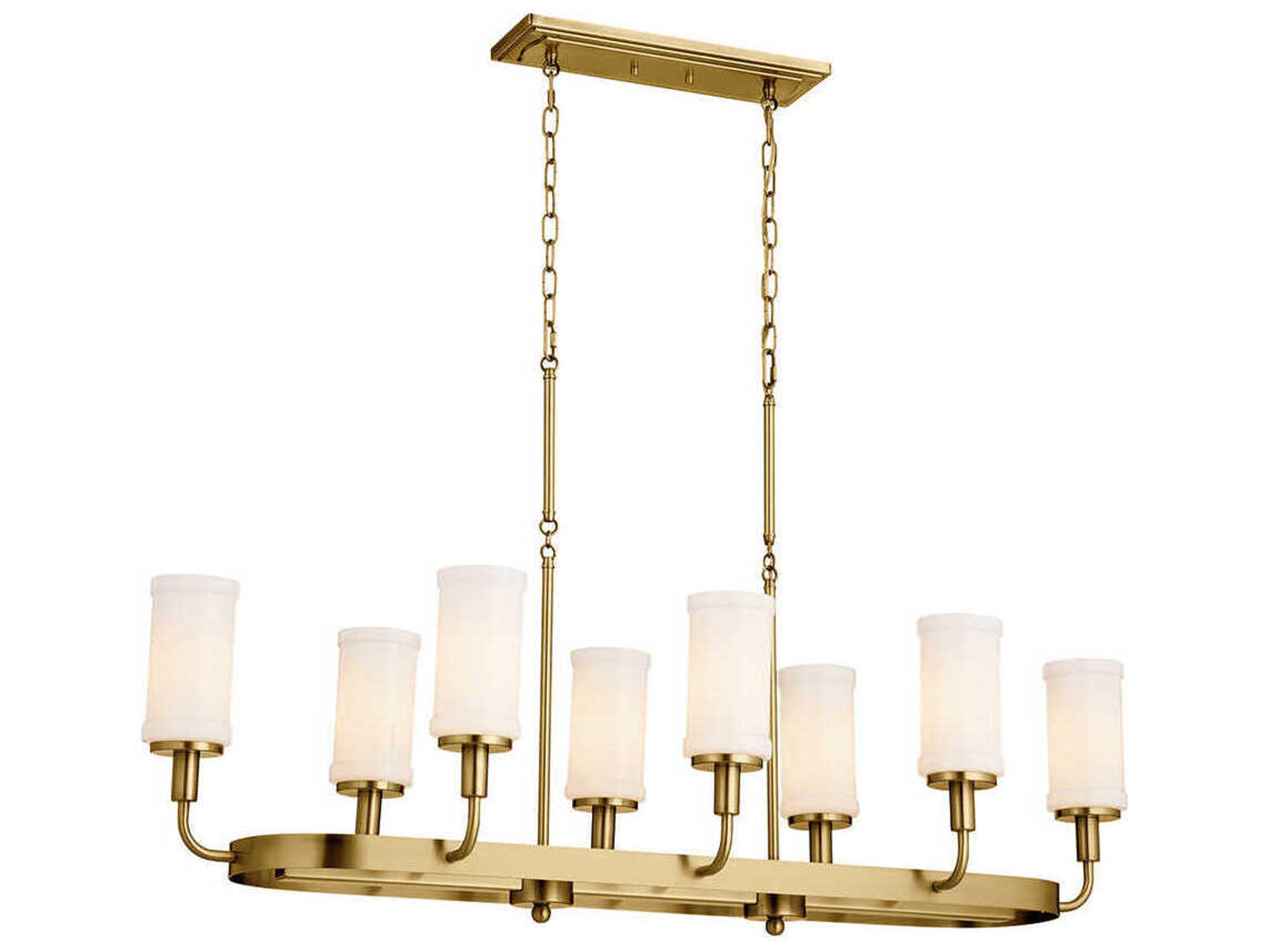 Kichler Vetivene 8-Light Natural Brass Glass Cylinder Island Pendant
