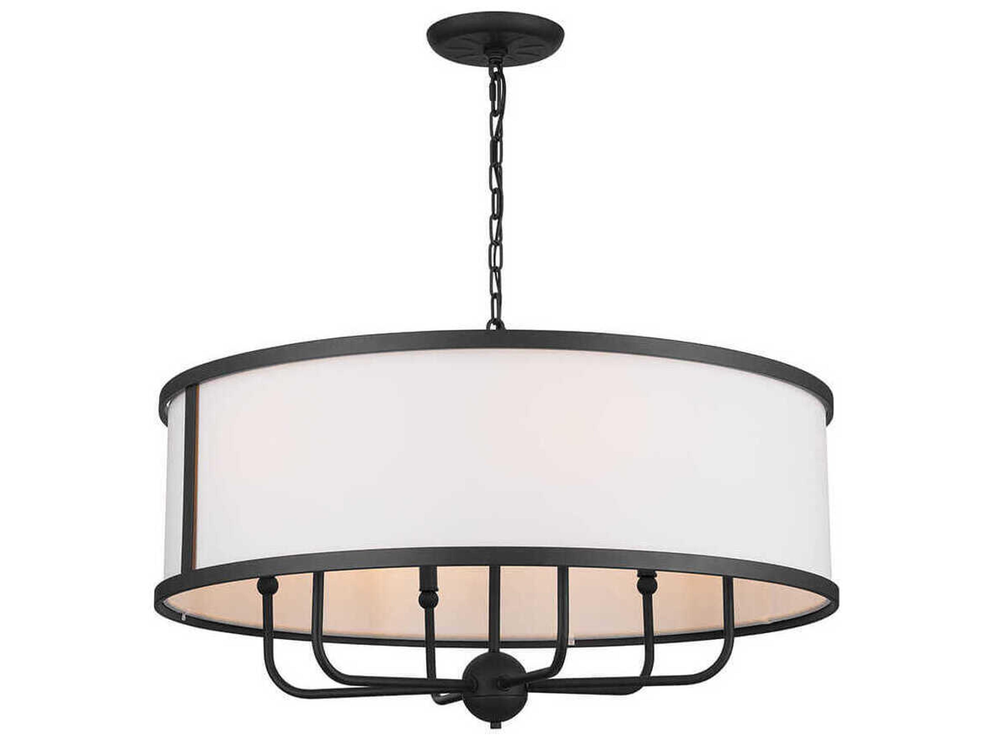 Kichler Heddle 6-Light Textured Black White Drum Chandelier