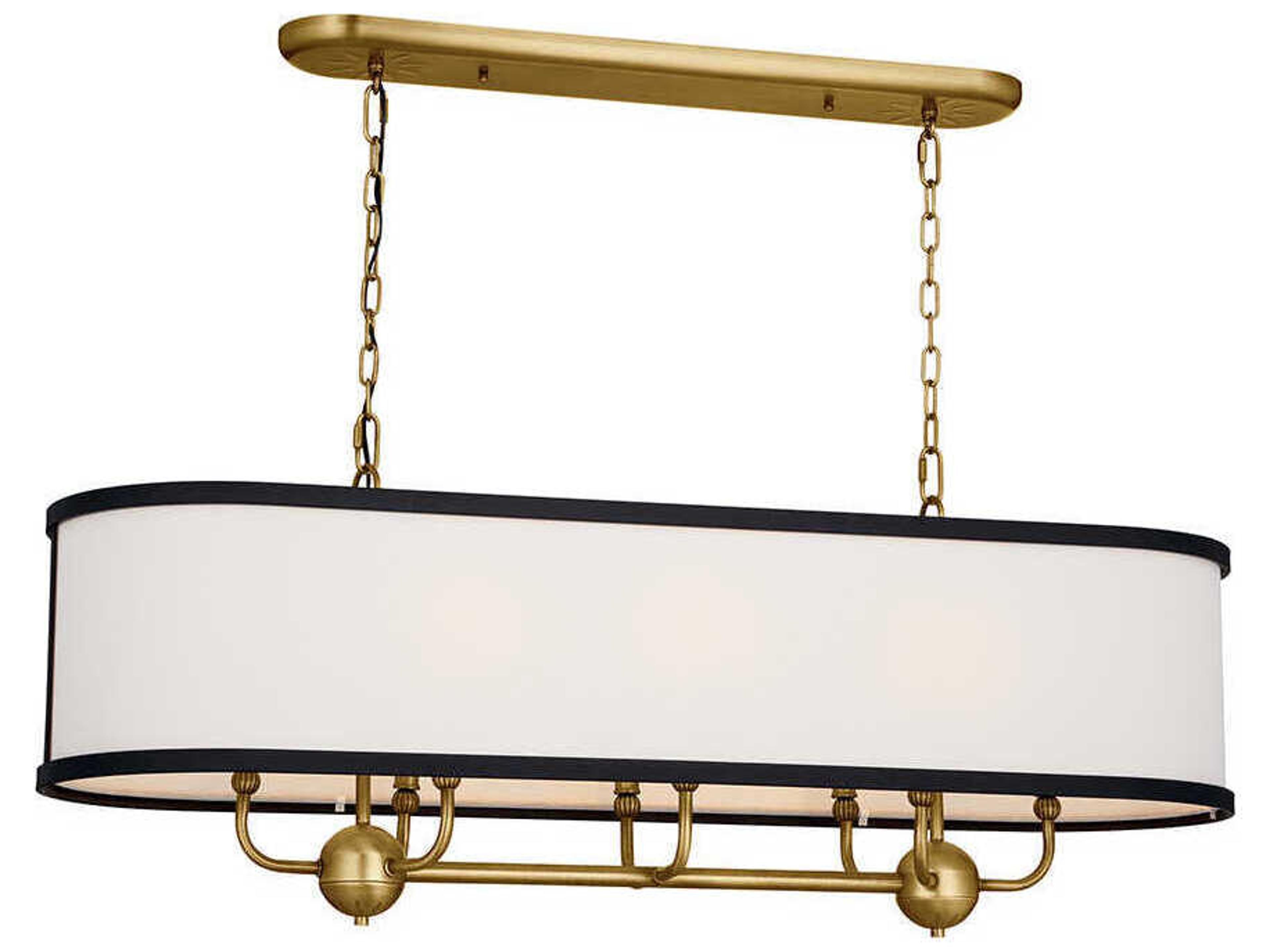 Kichler Heddle 8-Light Natural Brass White Cylinder Island Pendant