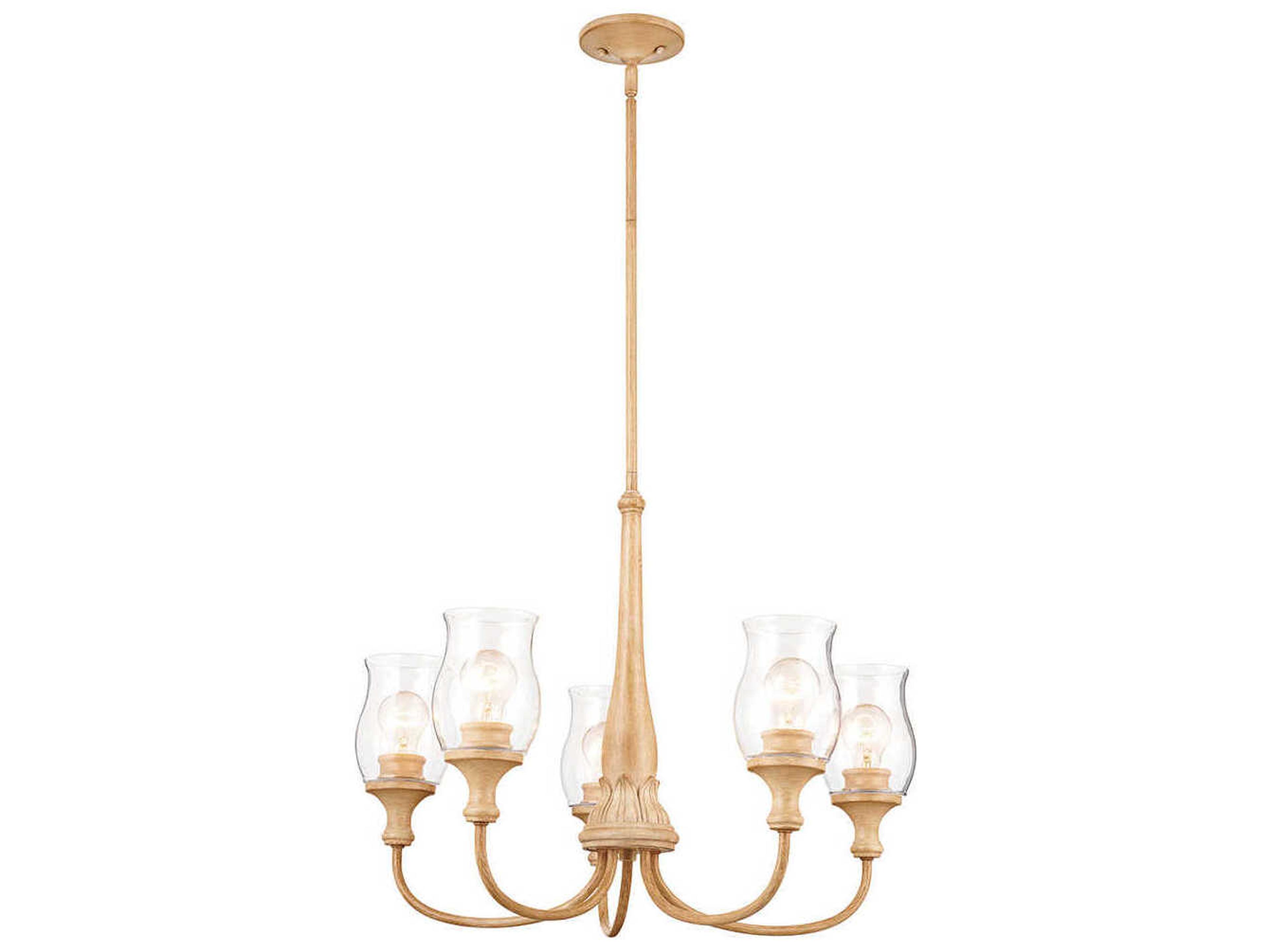 Kichler Melis 5-Light Warm Maple Wood Glass Chandelier