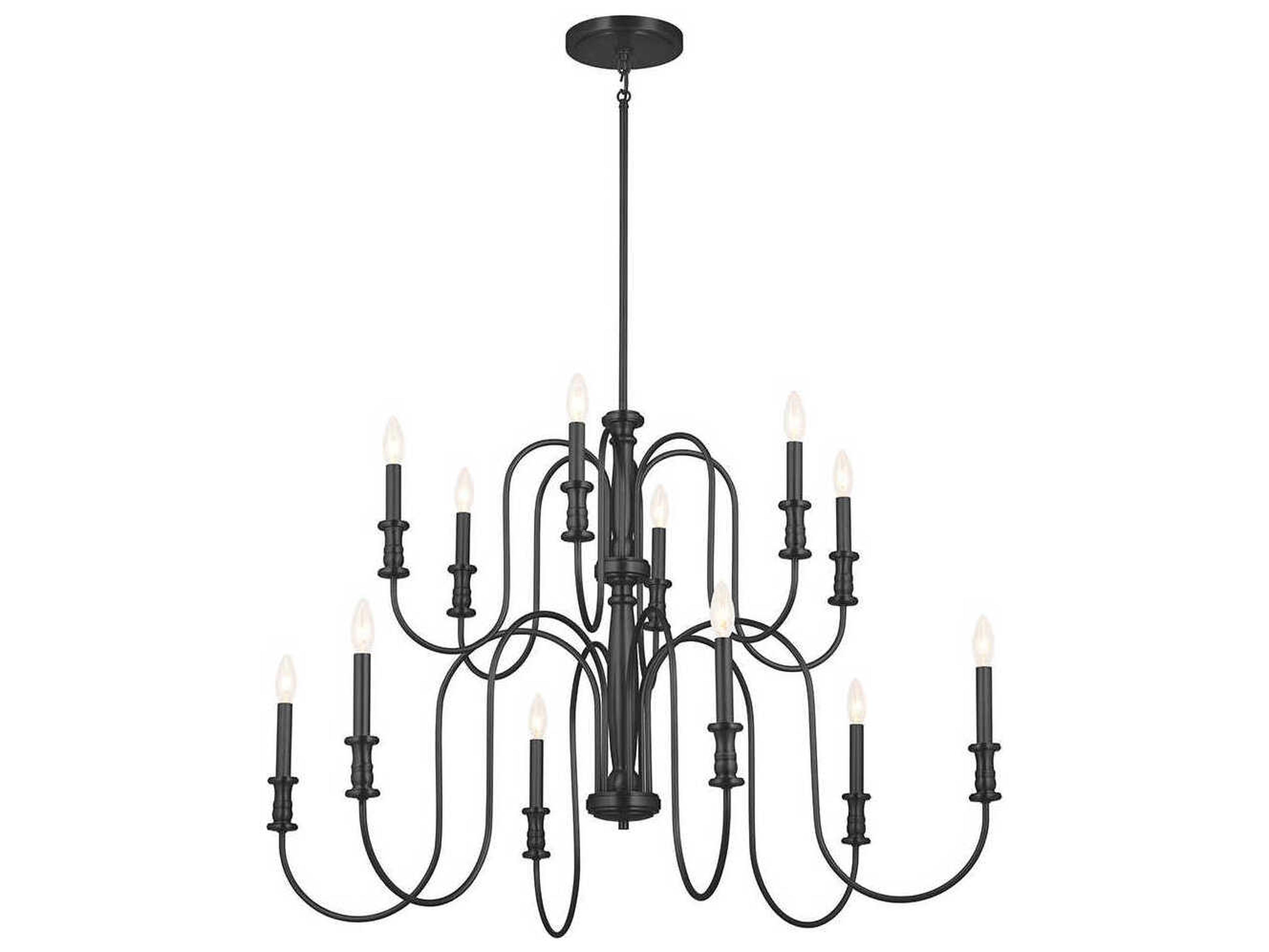 Kichler Karthe 12-Light Black Candelabra Tiered Chandelier