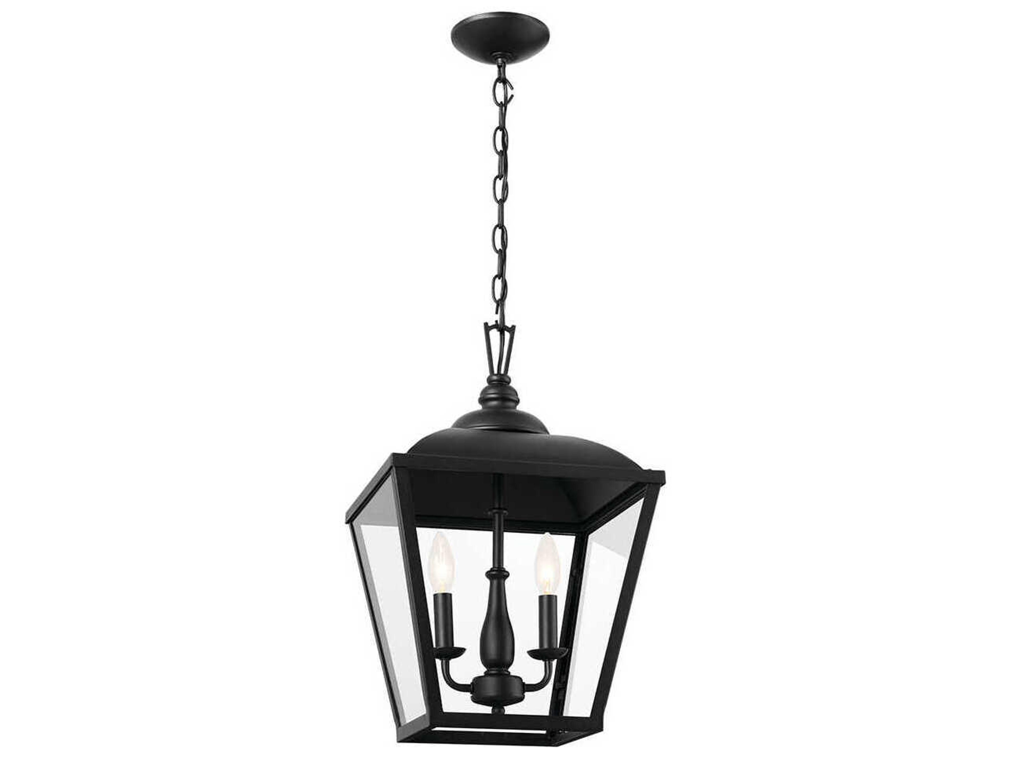 Kichler Dame 2-Light Textured Black Glass Lantern Mini Pendant