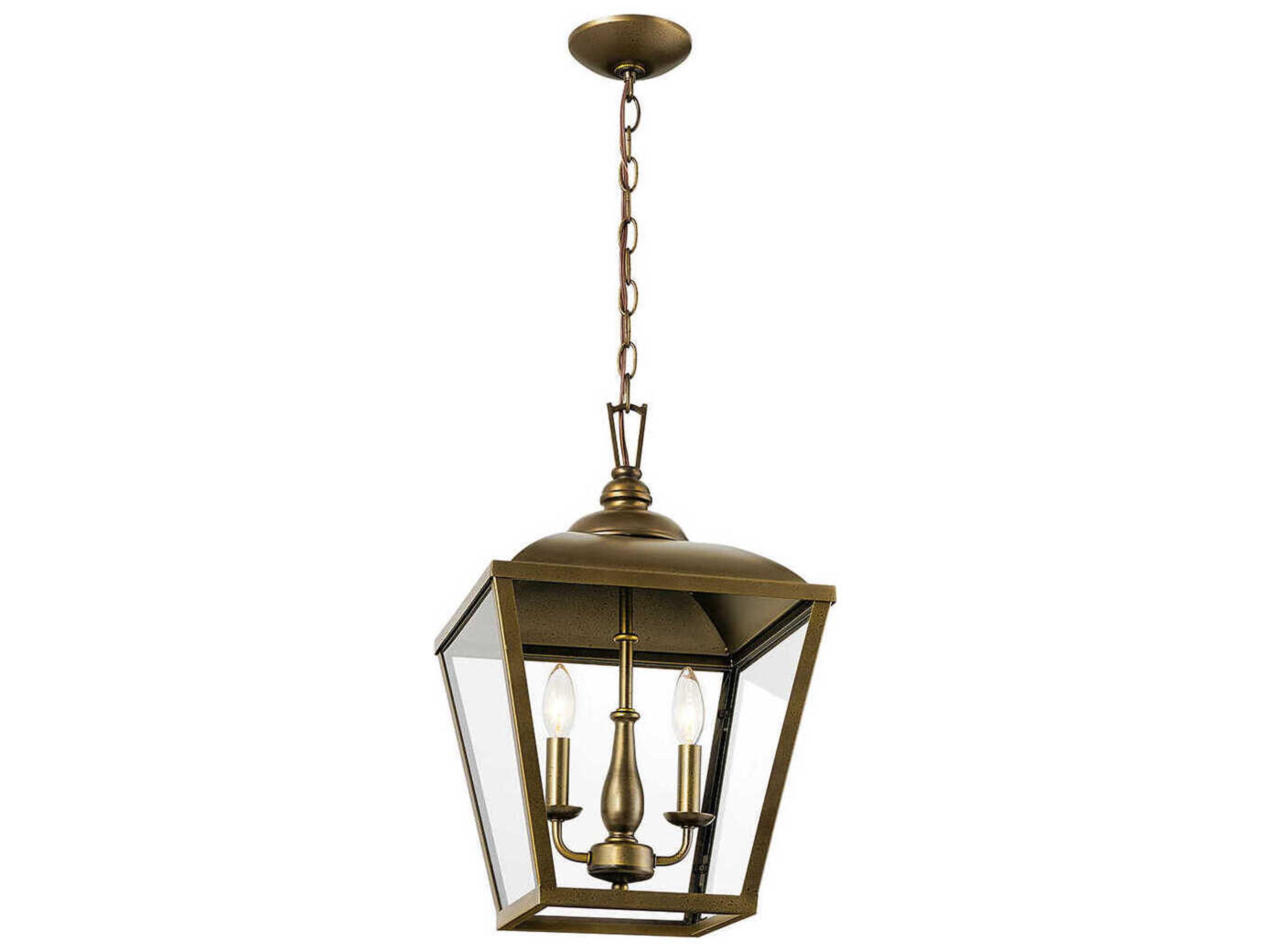 Kichler Dame 2-Light Character Bronze Glass Lantern Mini Pendant
