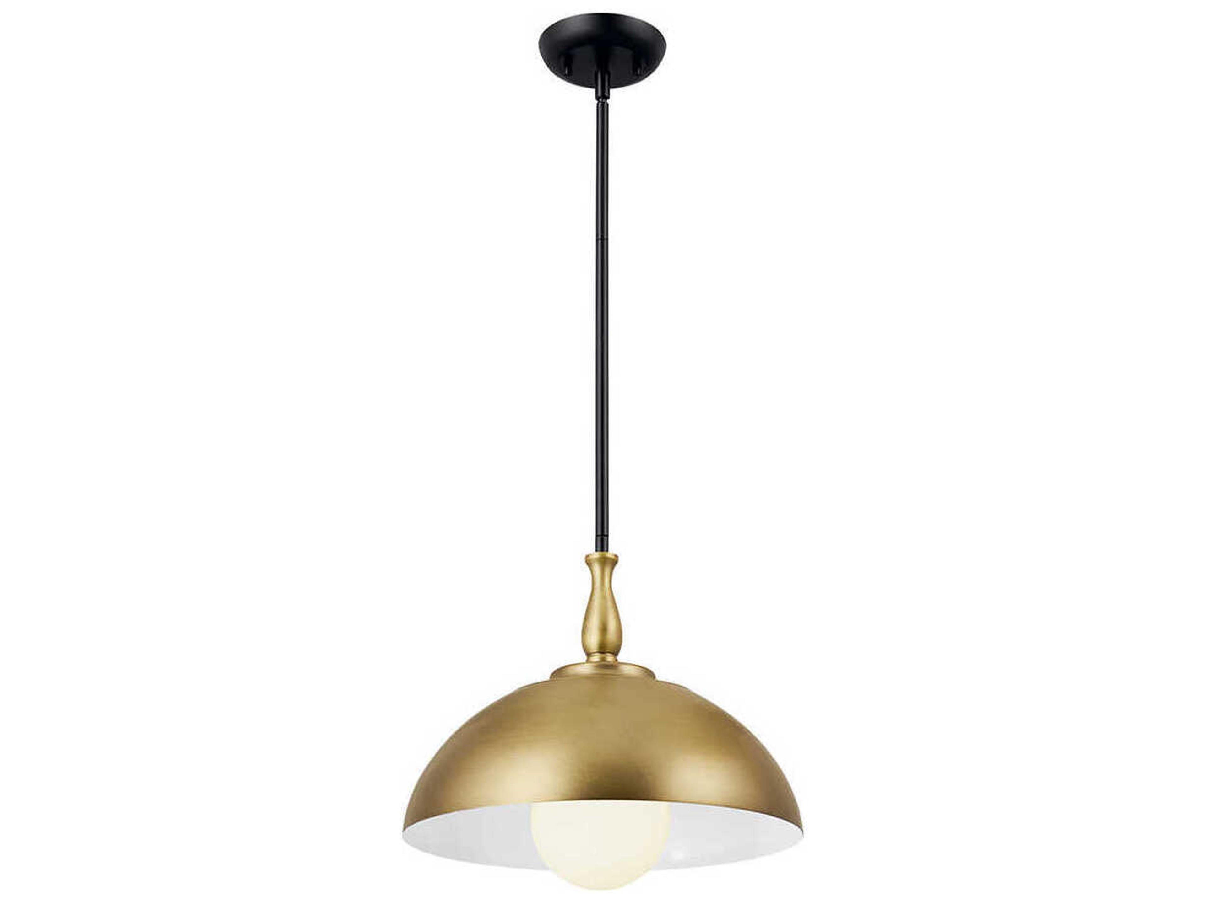 Kichler Fira 1-Light Natural Brass Black Dome Pendant