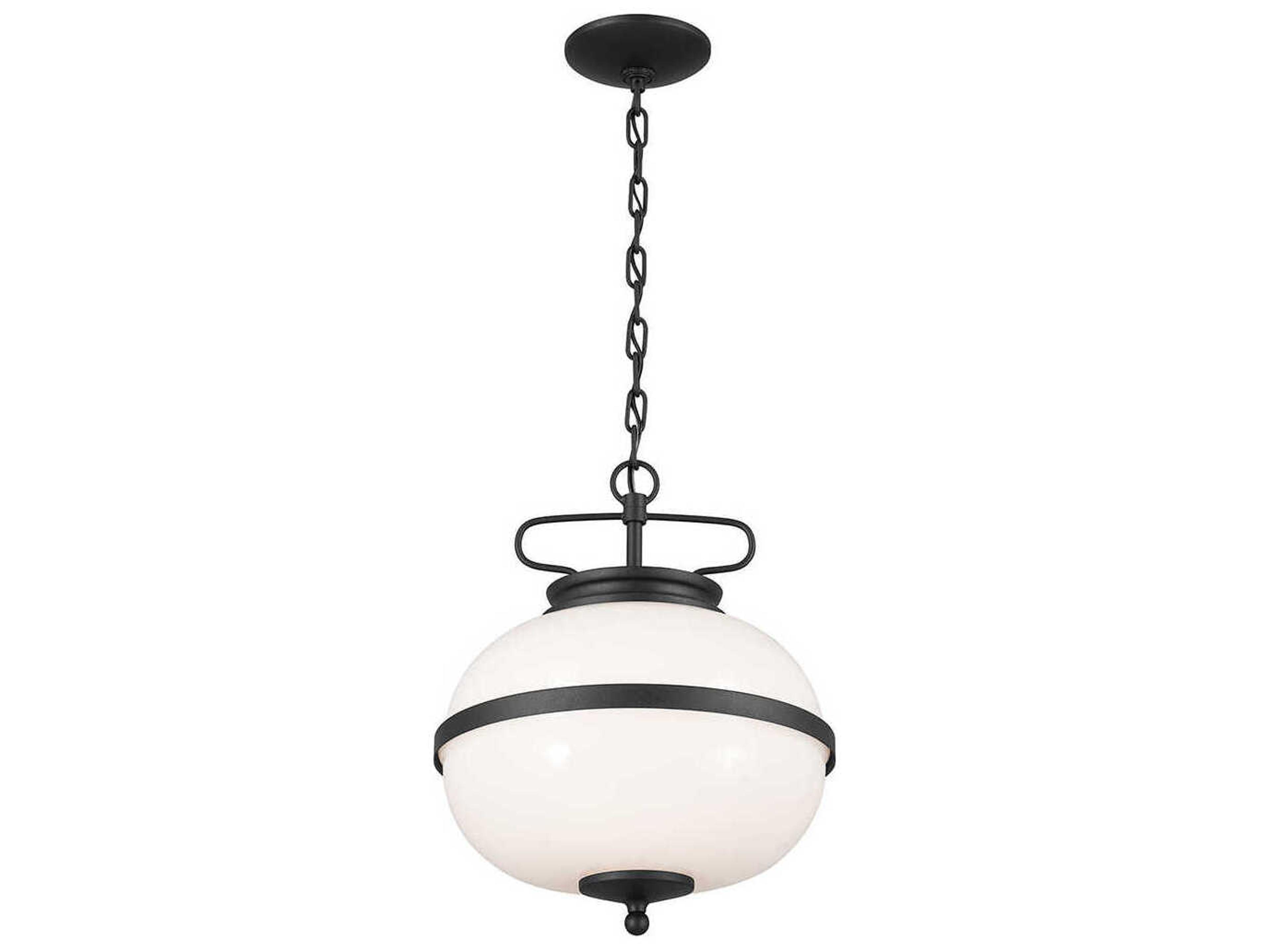 Kichler Opal 2-Light Textured Black Glass Globe Pendant