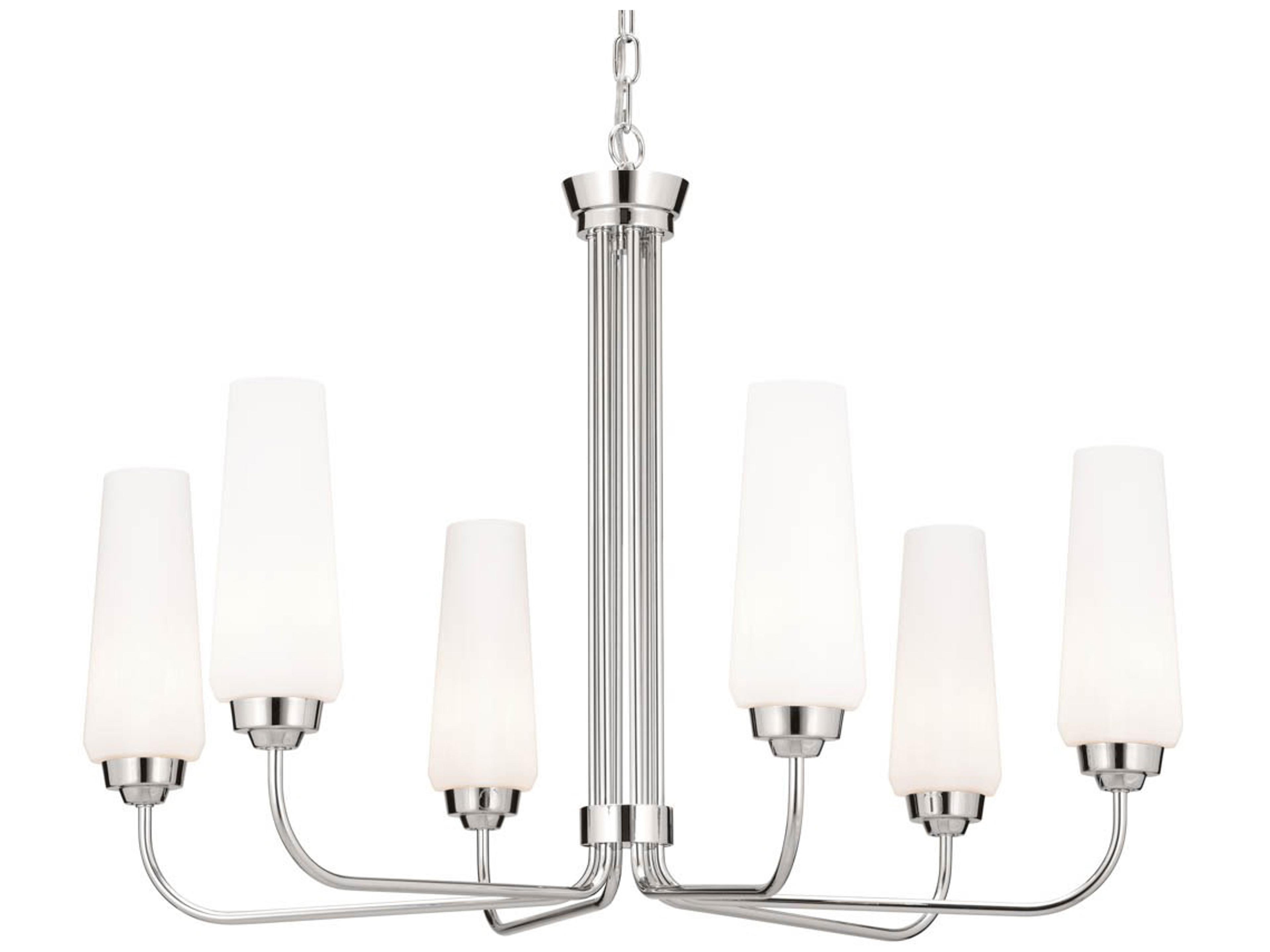 Kichler Truby 6-Light Polished Nickel Glass Chandelier