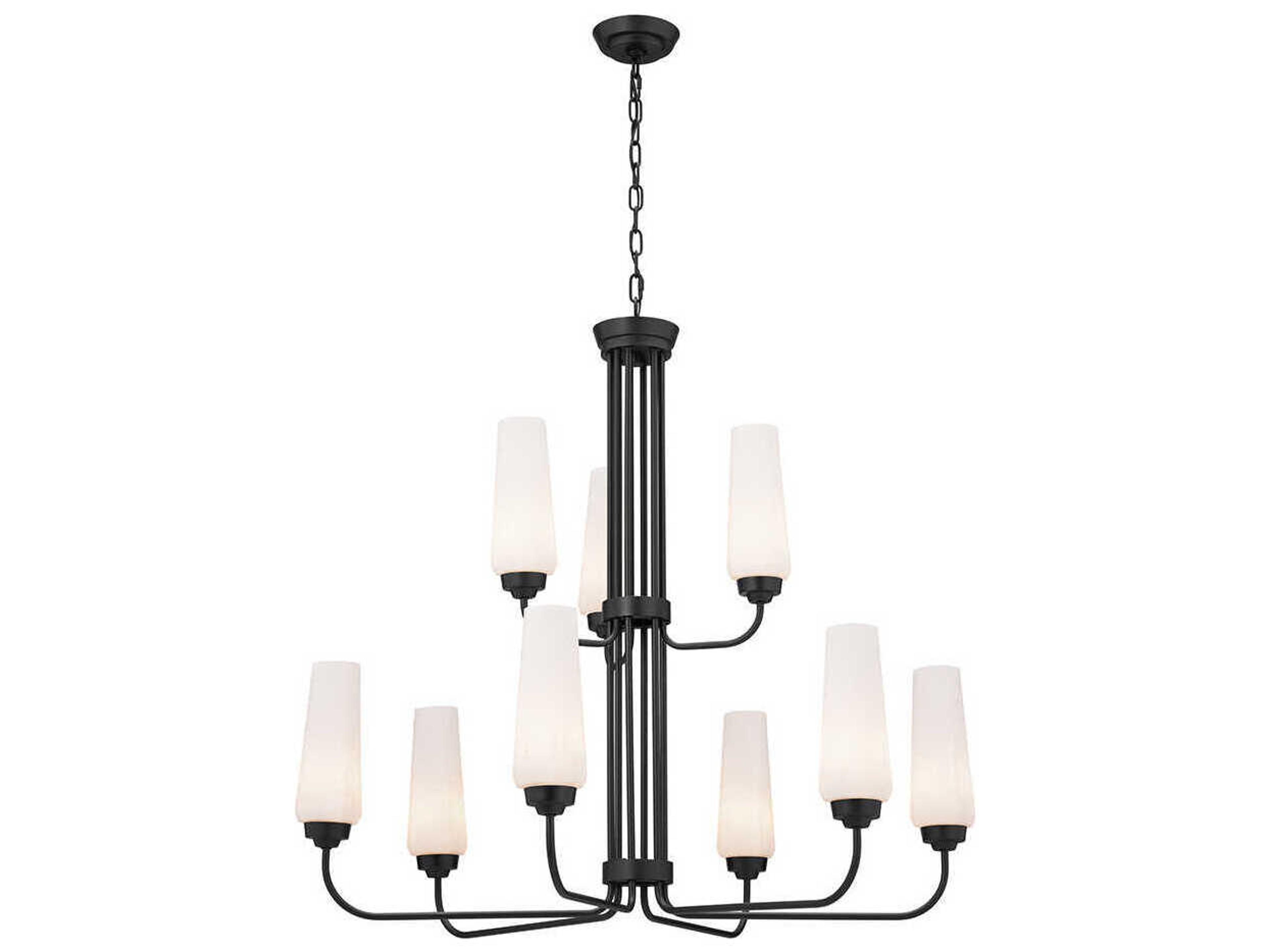 Kichler Truby 9-Light Black Glass Tiered Chandelier