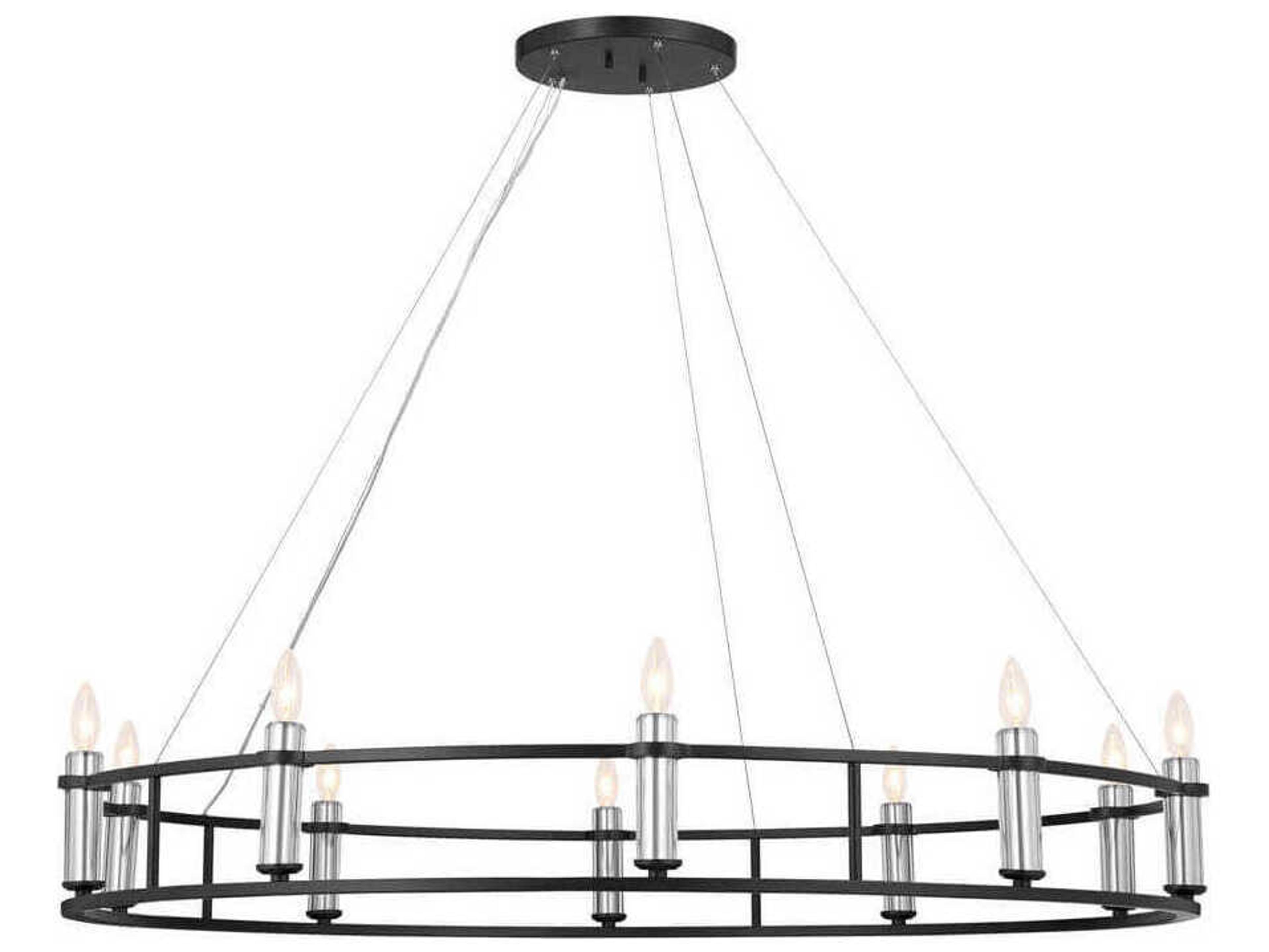 Kichler Rosalind 10-Light Black Crystal Candelabra Round Chandelier
